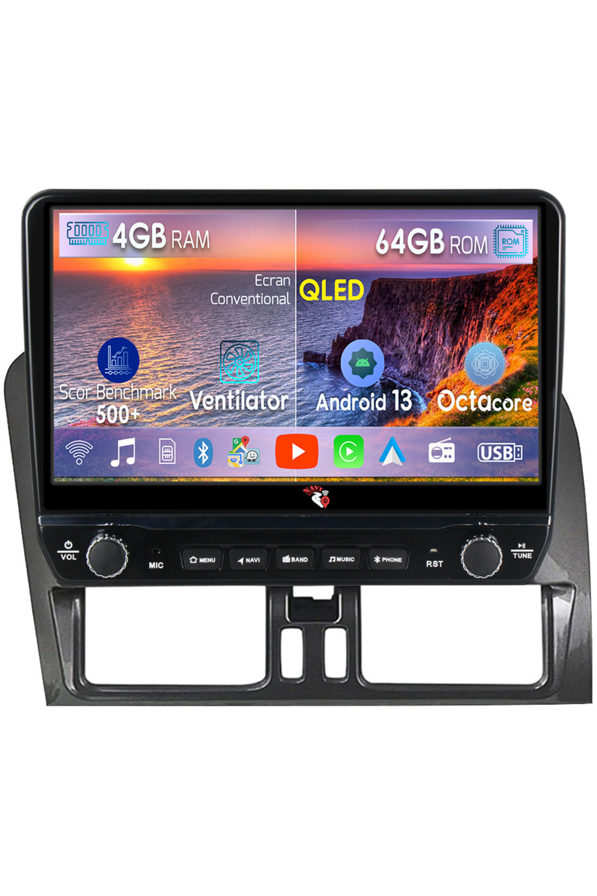 navi-it-Dedicated XC60 navigation with rotary buttons model 2024, 4 GB RAM 64 ROM, Quadcore, Android 13, Displ 1