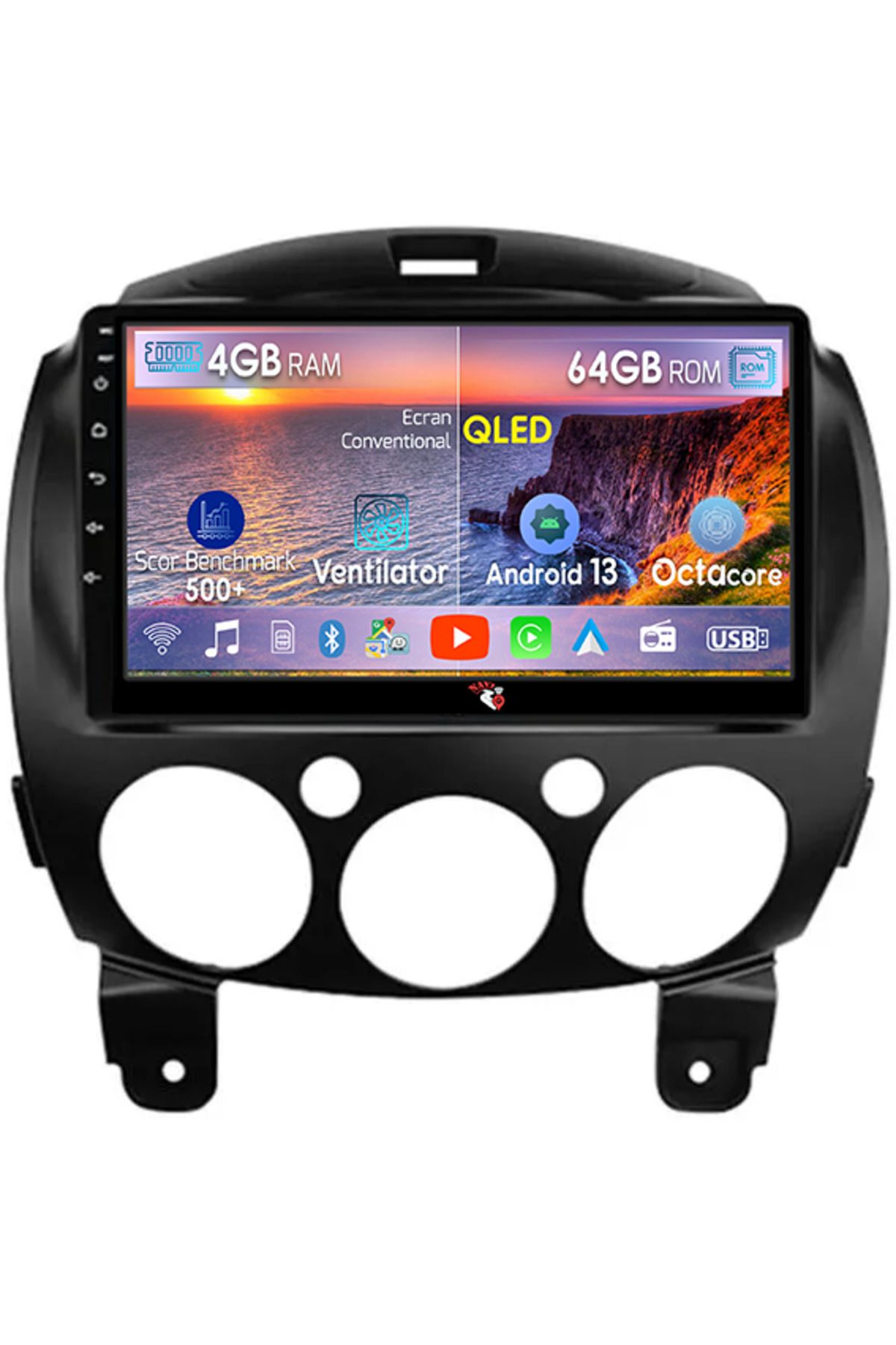 navi-it-Navigatie dedicata Mazda 2 2007-2014, 4GB RAM 64GB ROM, Octacore, Android 13, Display QLED 9", DSP, 1