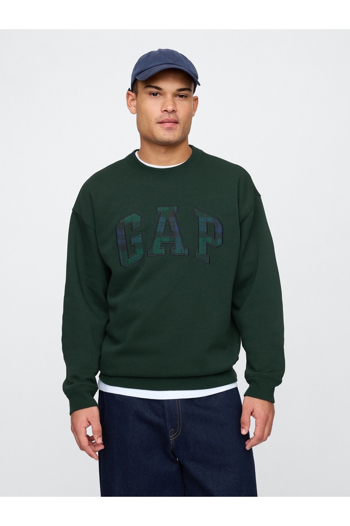 گپ سویشرت پشمی مردانه با لوگوی سبز تیره