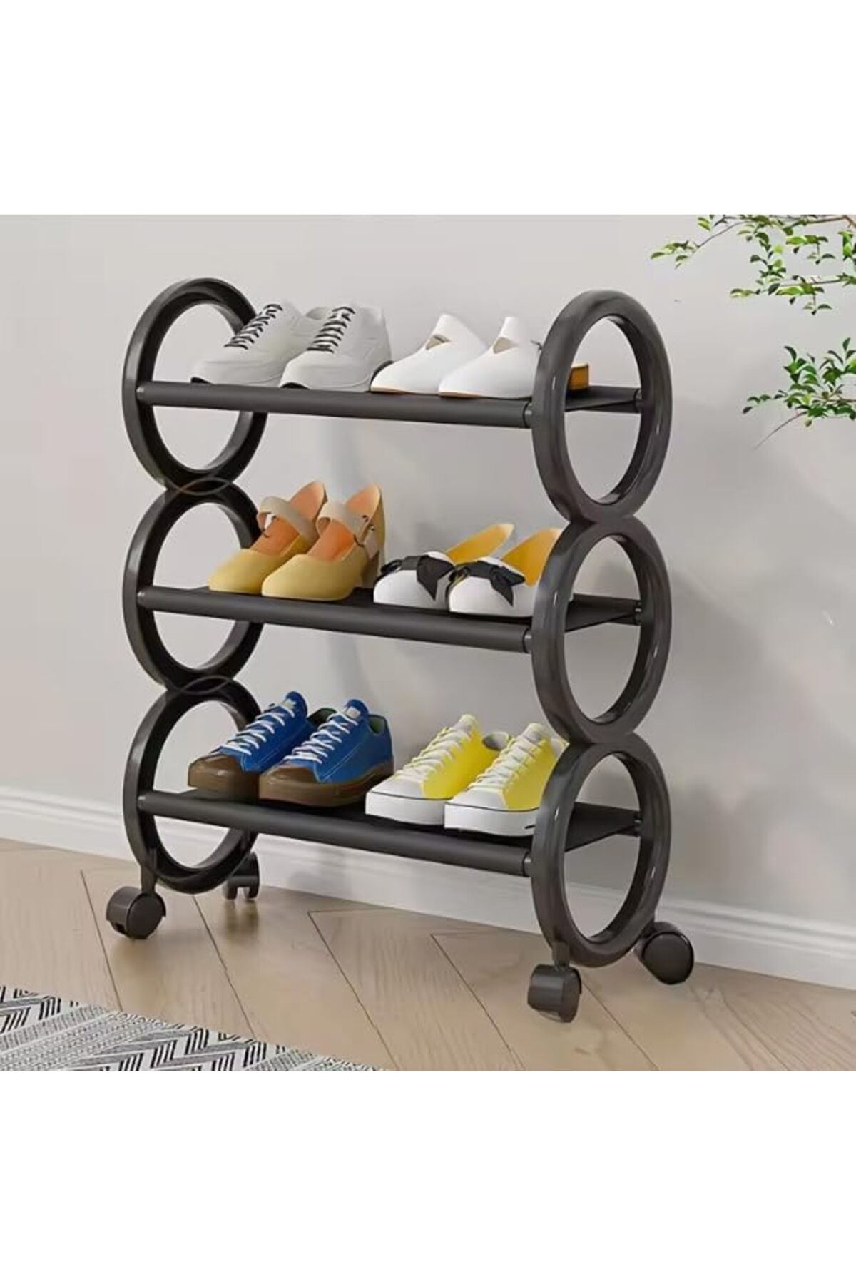 genric FFD Stylish Shoe Rack with Rolling Wheels Shoe Organizer - Available  in 3-Tier 3 Tier | Black
