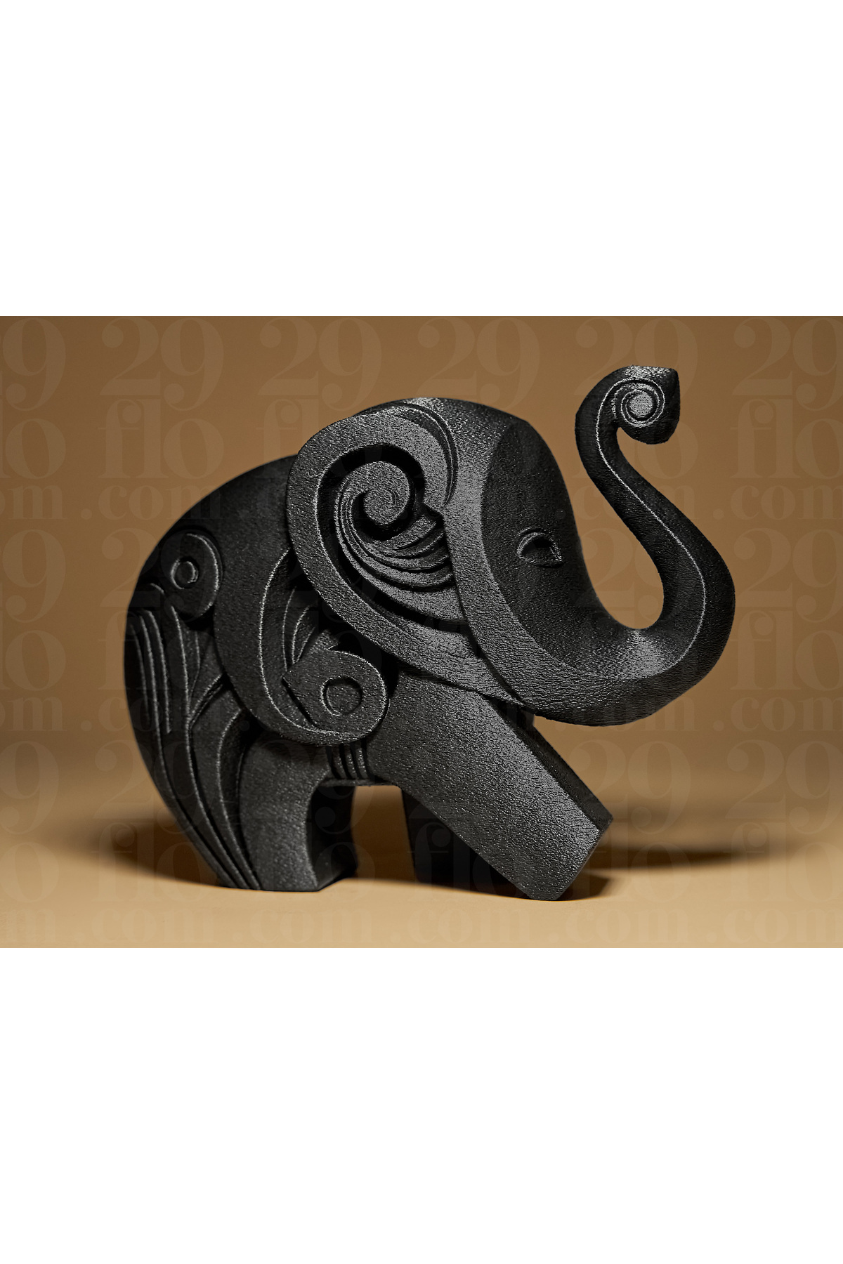 Figura di elefante felice stampata in 3D da 15x12 cm - Decorazione da scrivania - Il nome può essere scritto