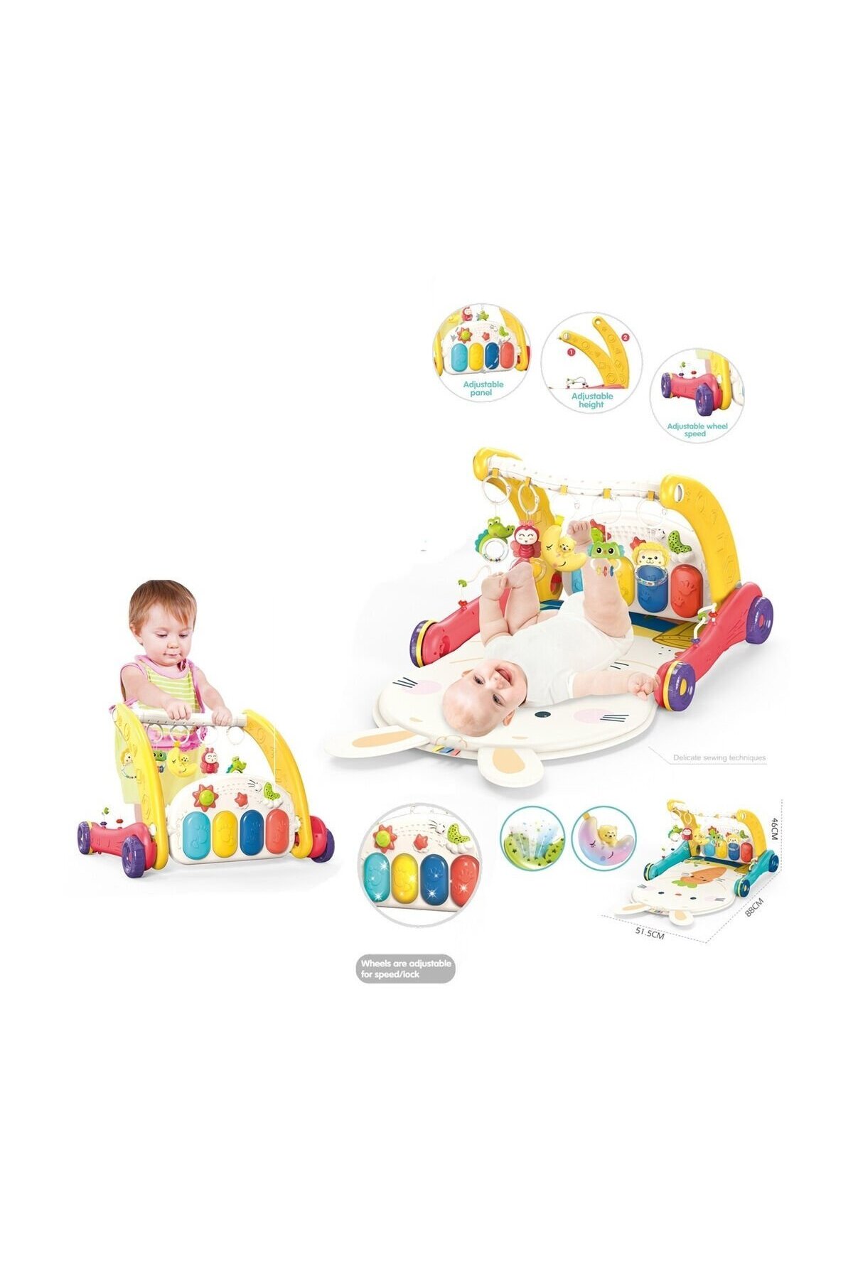 VARDEM OYUNCAK BIB6016- Piyanolu Bebek Yürüteci ve Tavşan Desenli Kırmızı Oyun Halısı 2 in 1 fotoğrafı 3 (önizleme)