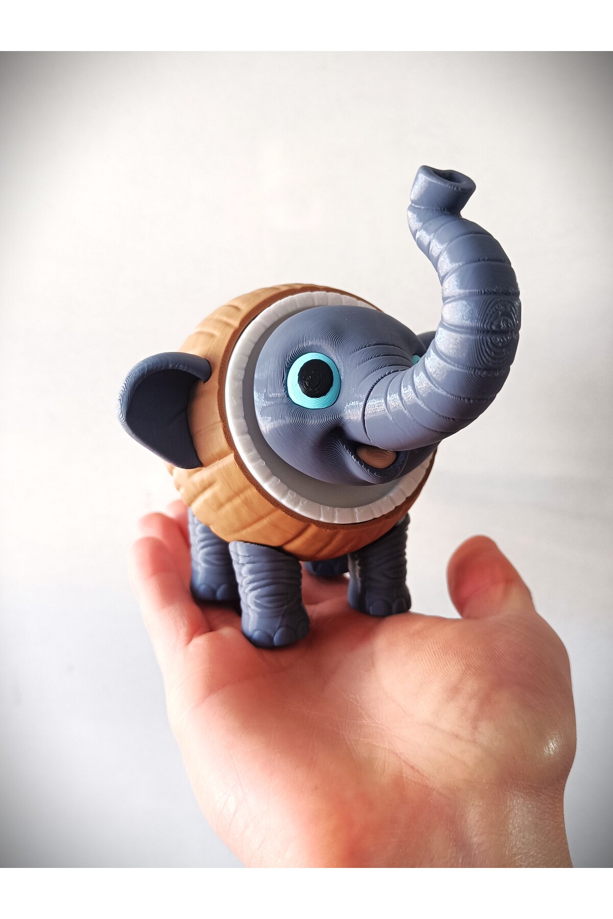 3D Printed Articulated Elephant Figure - Desktop Toy - Name Can Be Written