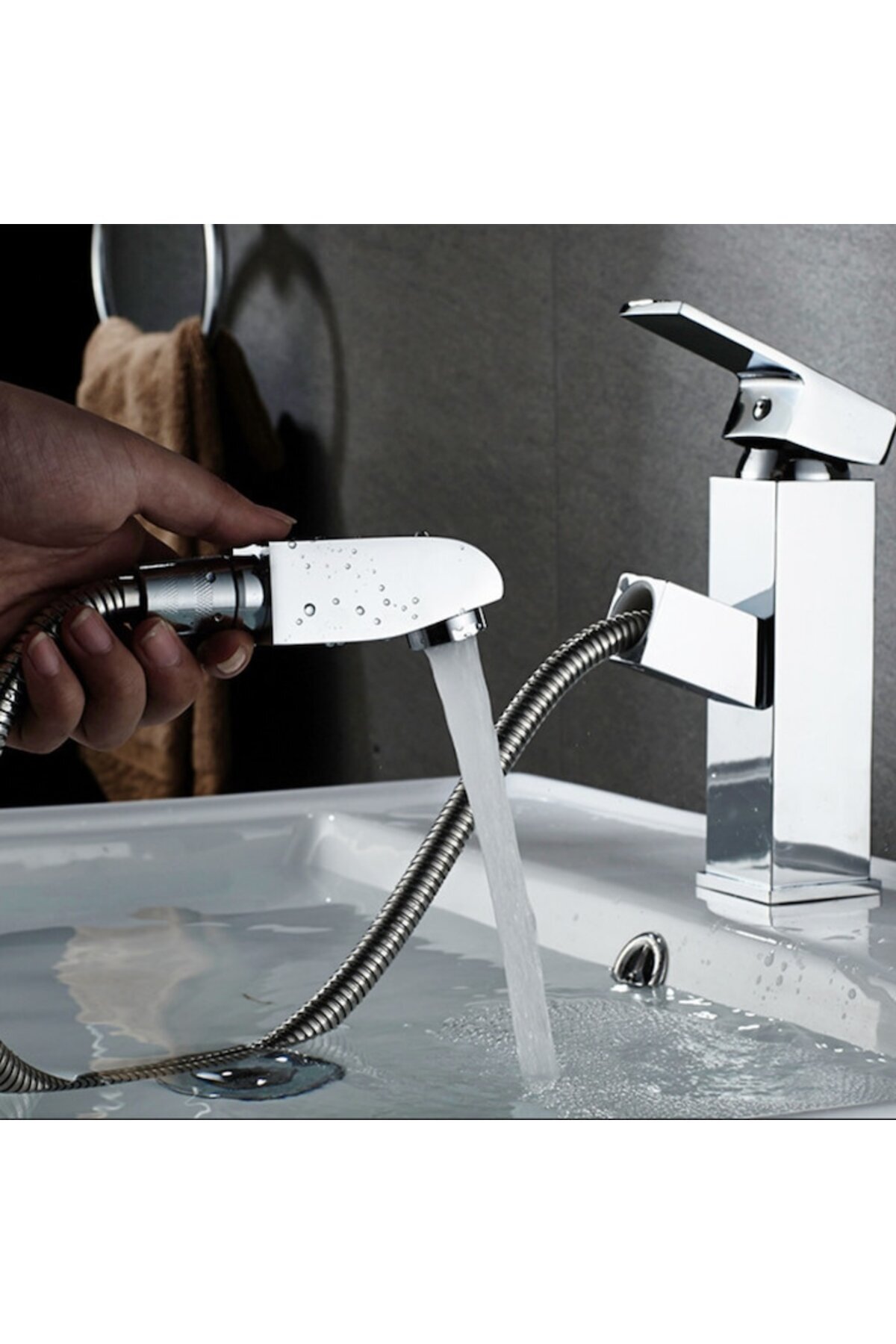 SMART GADGETS C&A-Bathroom Sink Faucet with Pull-Out Spout, Single Handle, Minimalist Design, Stainless Steel, Rust-Re 2