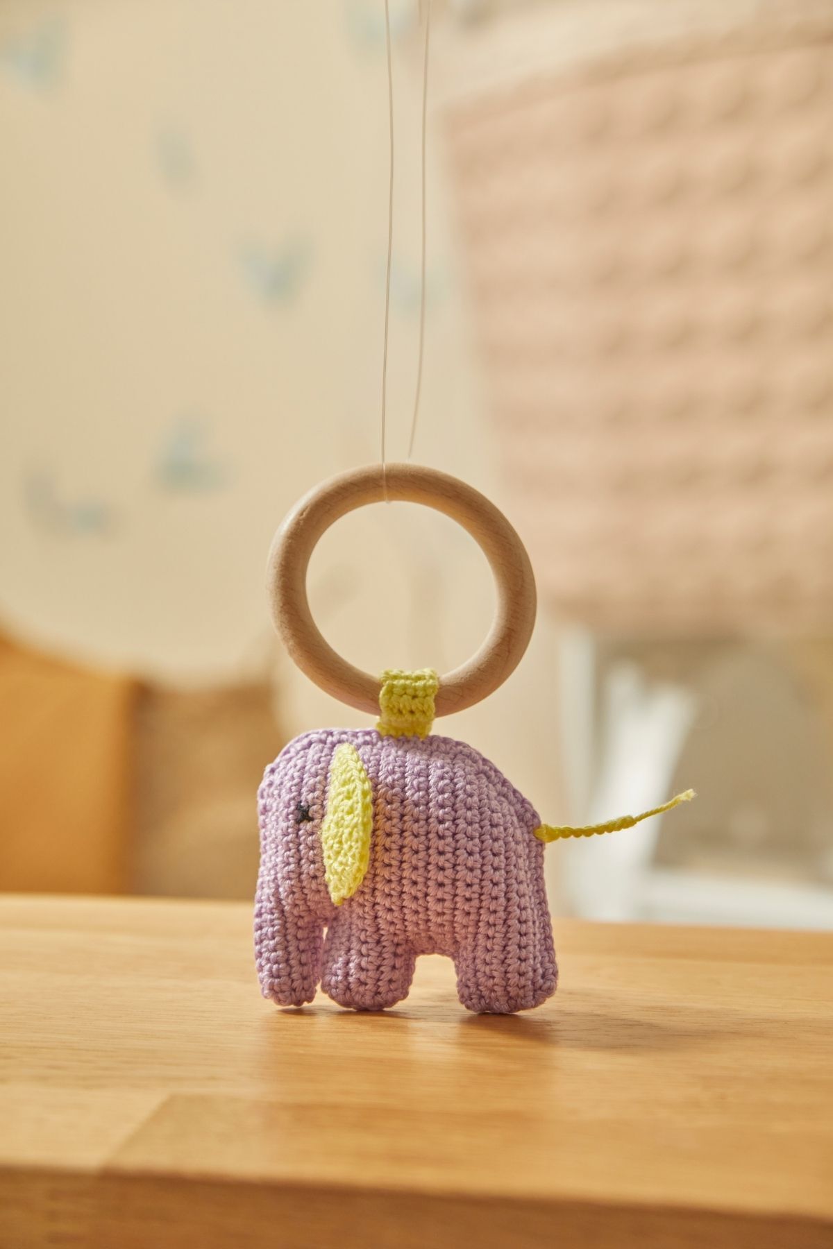 Doğal Bebek Örgü Amigurumi Diş Kaşıyıcı Fil Mor 9-12 Ay