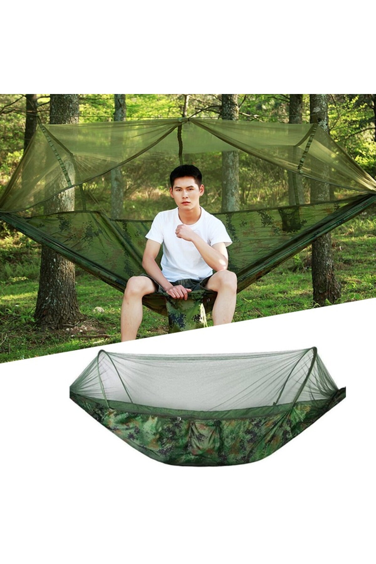 MT MALATEC-Army hammock 260x140 cm, anti-mosquito net, maximum load 150 kg, zipper closure, storage bag 1