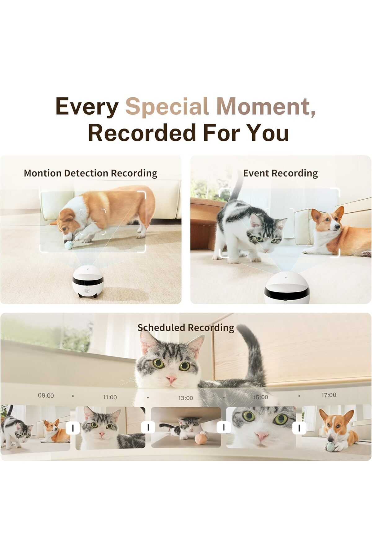 Saharaz-Mini 2K Robot Camera for Baby,with App, Touch Call, 2-Way Audio, IR Night Vision, Motion Detector 8