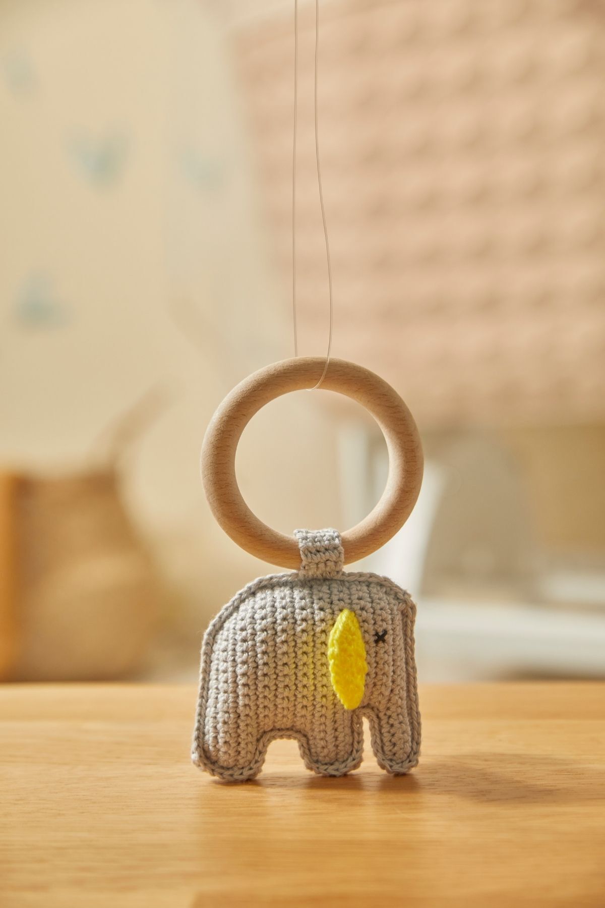 Doğal Bebek Örgü Amigurumi Diş Kaşıyıcı Fil Gri 9-12 Ay