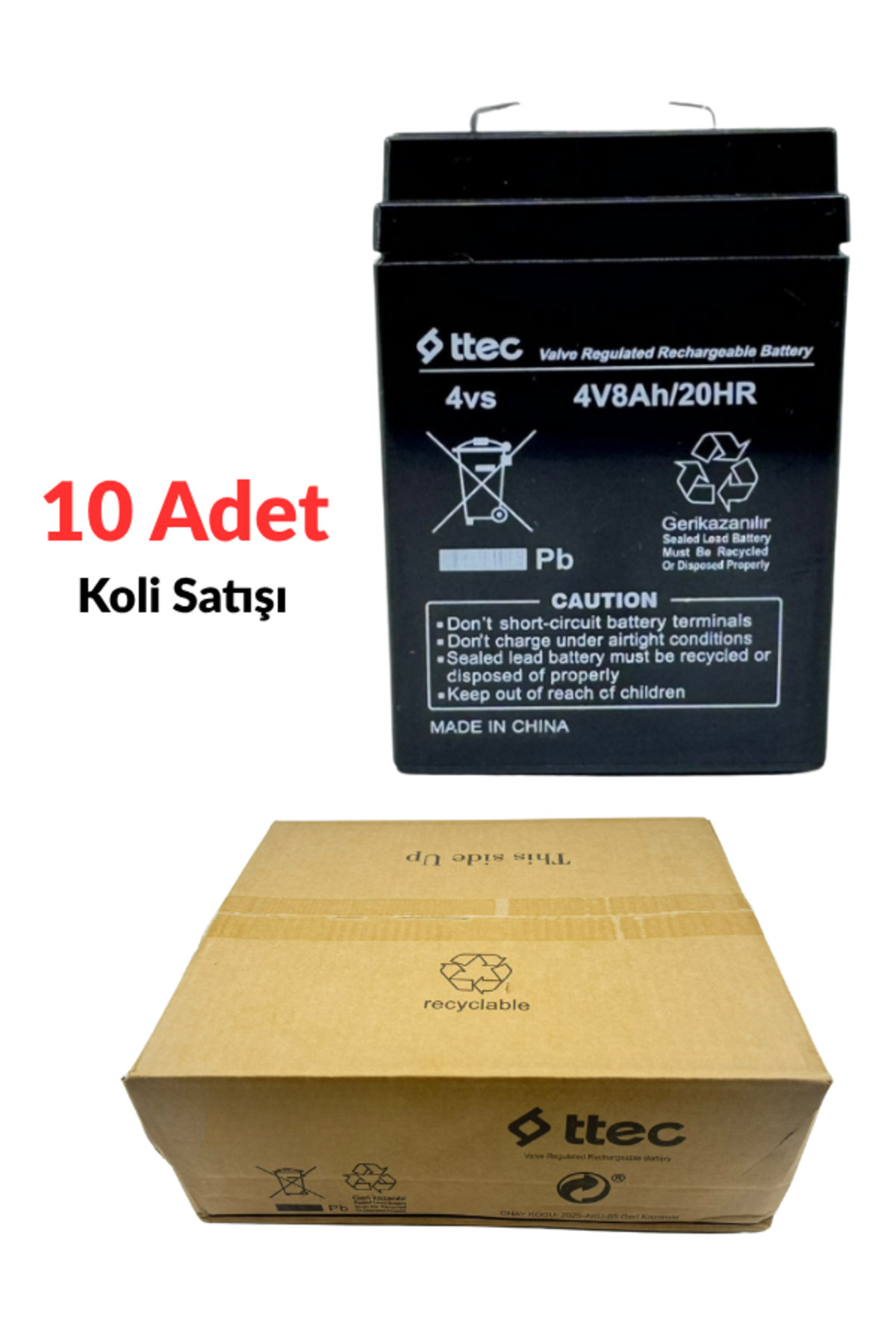 Ttec 10 Adet 4v 8ah Bakımsız Kuru Işıldak Ve Terazi Aküsü 2025 Üretimi