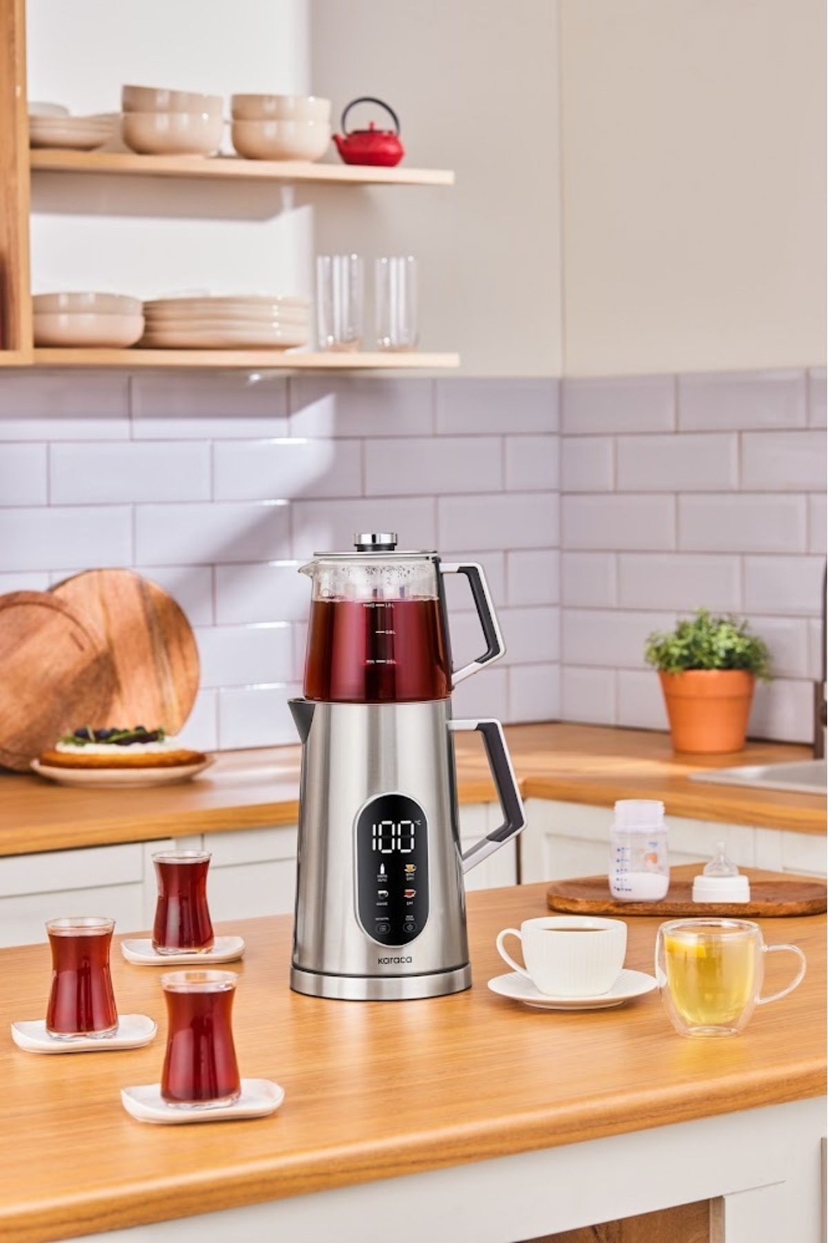 Karaca Cool Touch 1503 Dijital Çift Cidarlı Çelik Gövdeli Çay Makinesi Inox