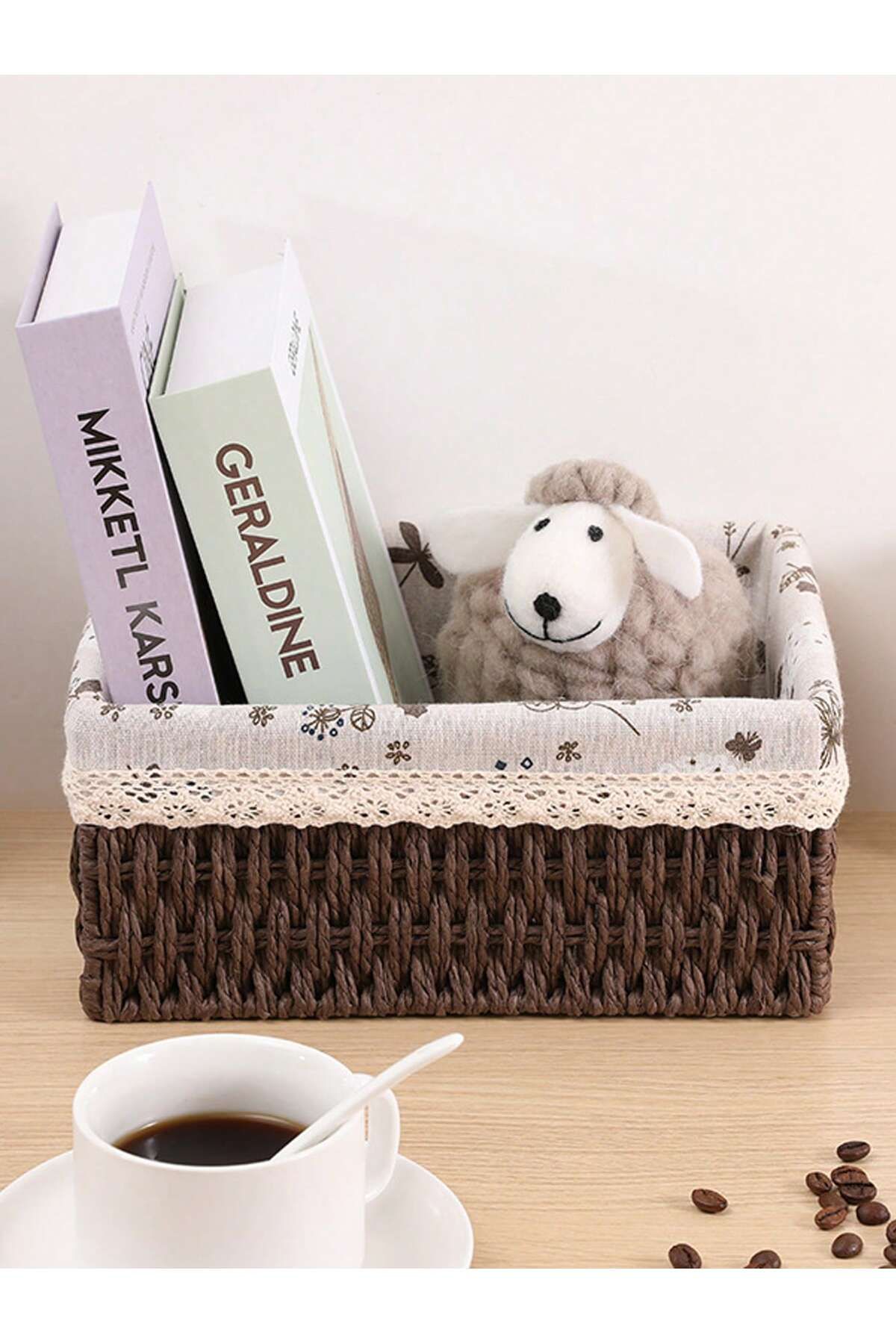 Cozy Nest-مجموعة من 3 سلال تخزين منسوجة يدويًا مستطيلة متينة مع بطانة قماشية قابلة للإزالة 4