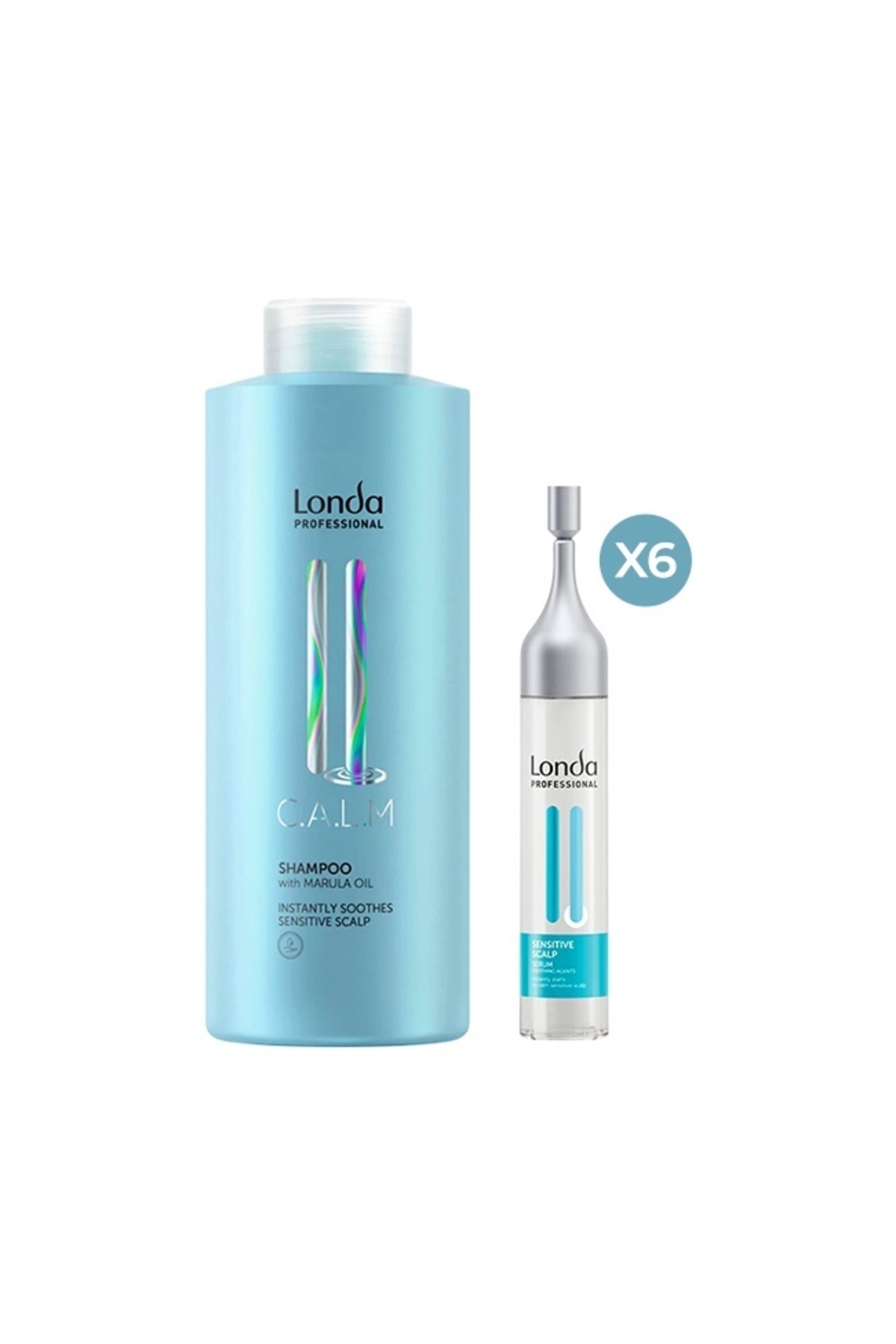 Londa Professional-Calm Set – Shampoo 1000ml + Serum 6x9ml for Sensitive Scalp with Calming Effect 1