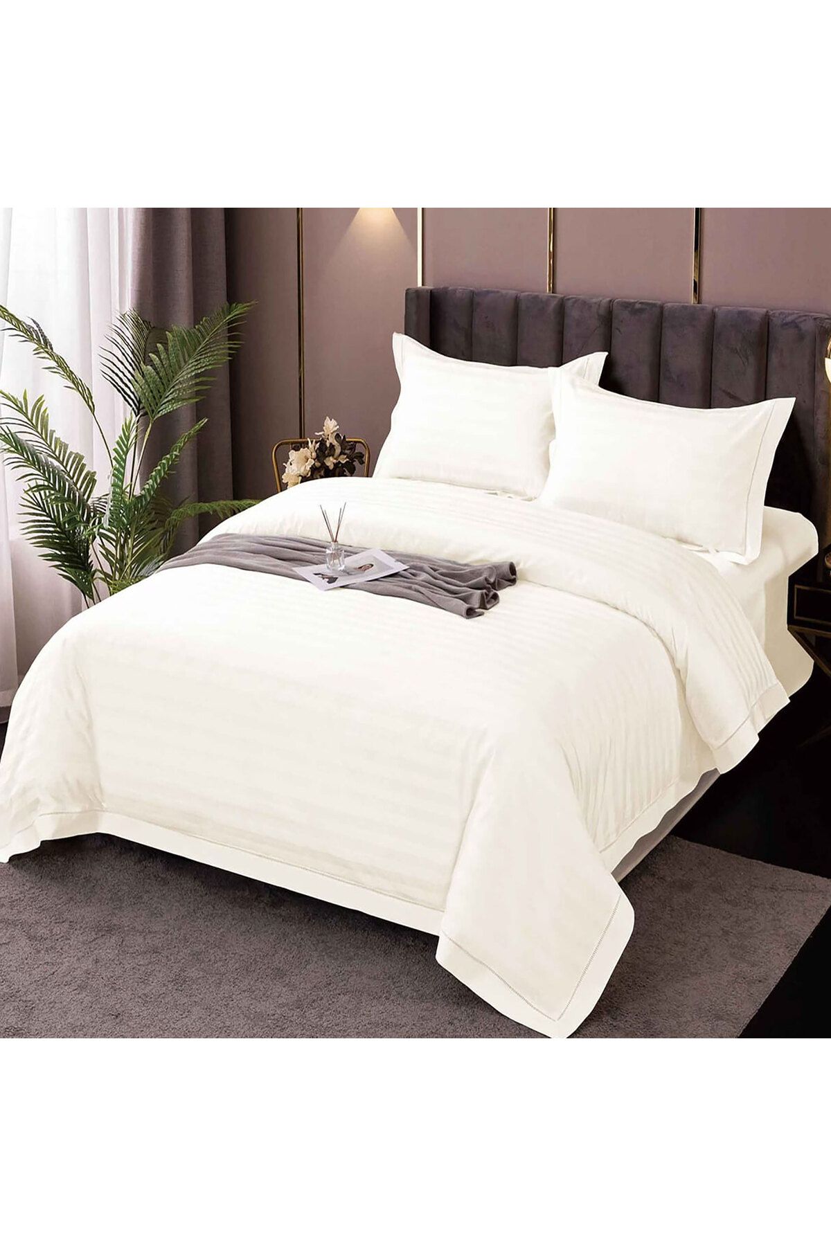 Pucioasa-Damask Polycotton Bed Linen Xxl (Cream) 1