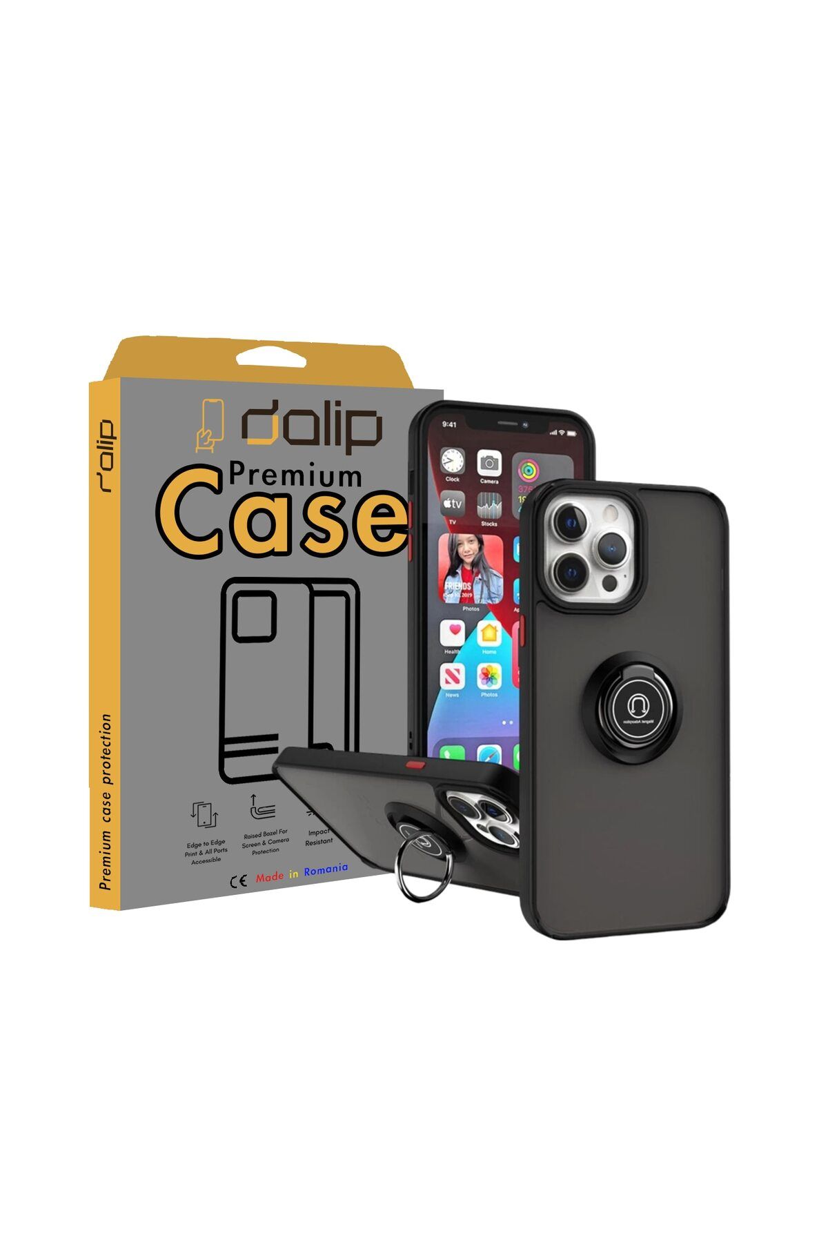 dalip-Carcasă de telefon pentru Samsung Galaxy S23 Plus, inel de protecție MIL STD, TPU HQ, neagră 4