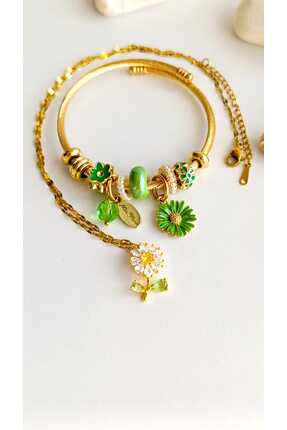 RSB Bijuteri Bileklik PandoRSB ve Papatya Kolye Altın Kaplama Zirkon Taş 316 ...