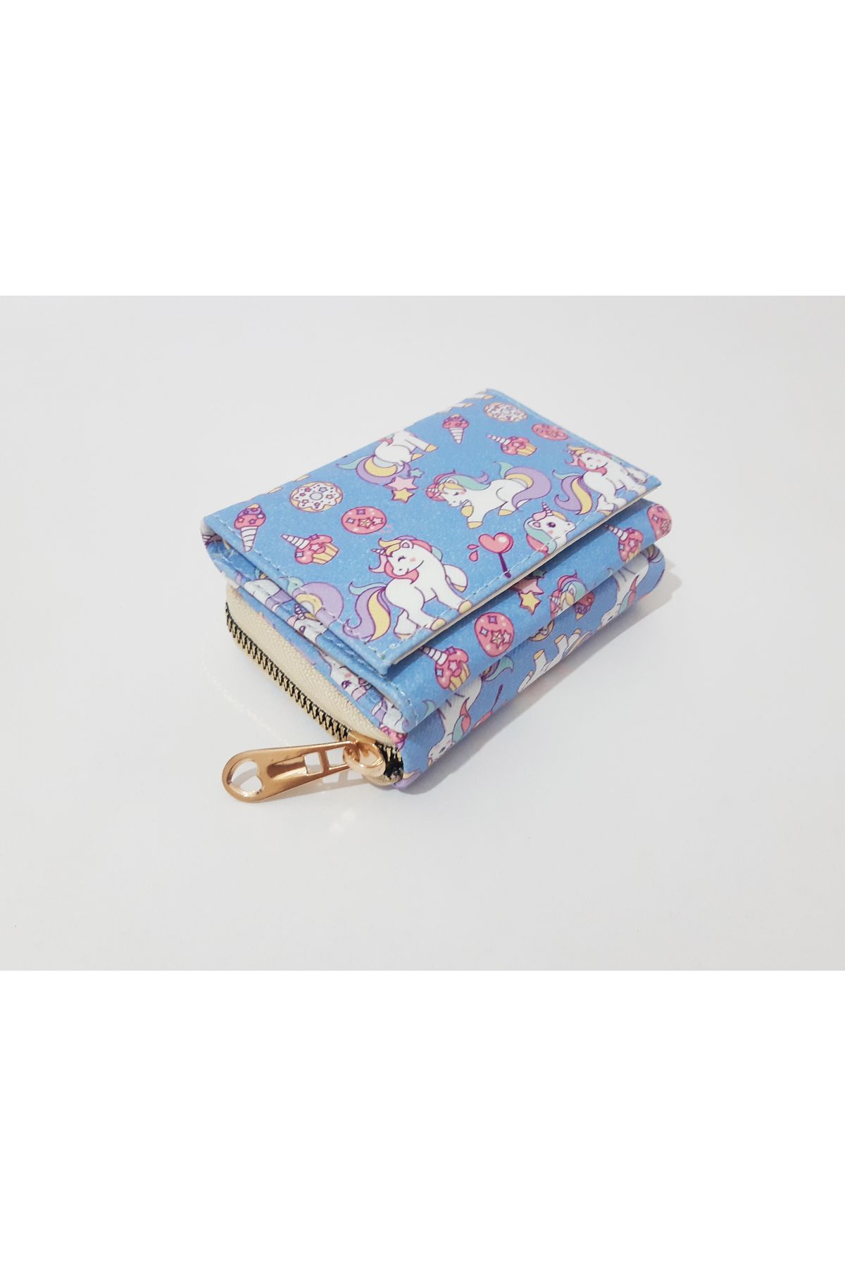 renkli çiçekler-Children's Wallet 11X8X4 cm Unicorn Patterned Children's Wallet 3
