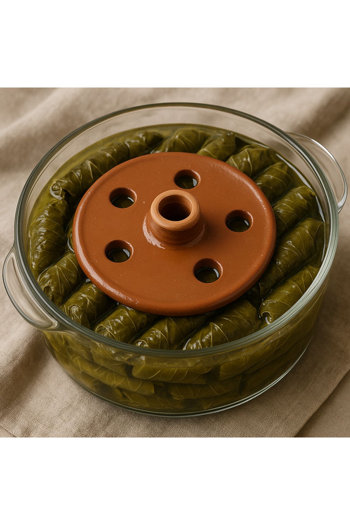 CEZVE HOME-Casserole Stuffed Wrap Stone-Ceramic Glazed Perforated Leaf Wrap Cooking Cover 18 cm 3