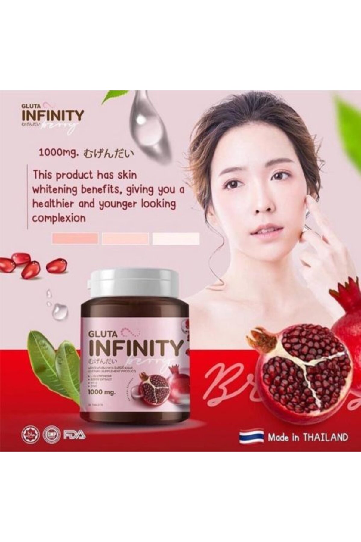 Gluta Infinity 1000mg 30 Tablets Product of Thailand- Trendyol