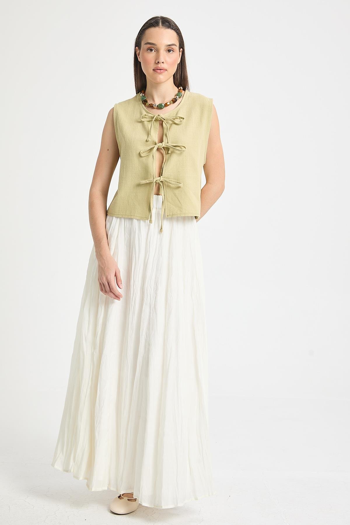 minaaise  Ekru Baie Modal Kraşlı Etek 29290 - Görsel 5