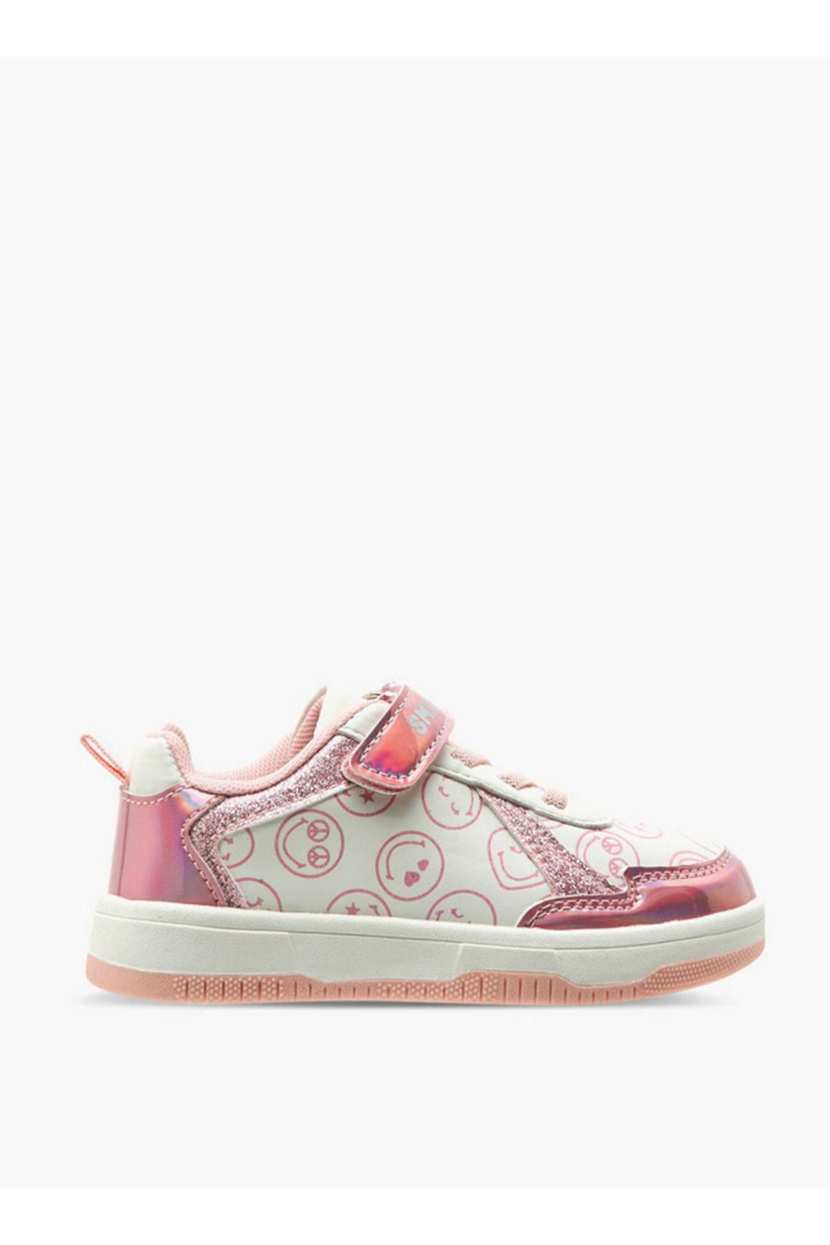 SMILEY-SmileyWorld Logo Print Sneakers with Hook and Loop Closure 3