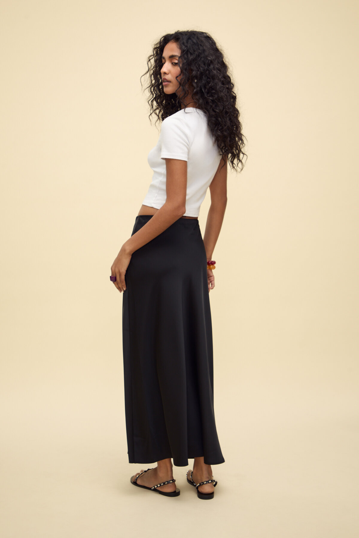 Stradivarius  Saten midi etek - Görsel 3