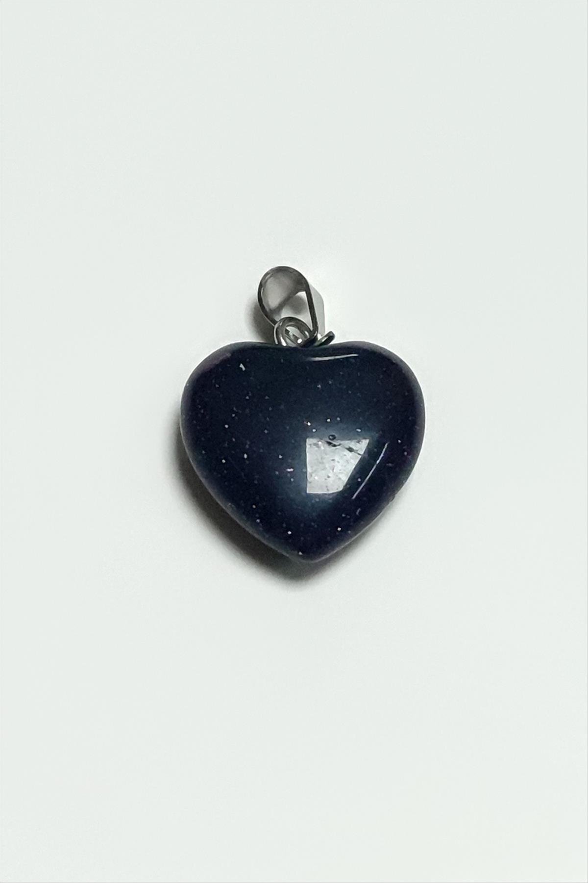 fantastik store Lacivert Yıldız Kalpli Doğaltaş Kolye Ucu Küçük 1,5 cm