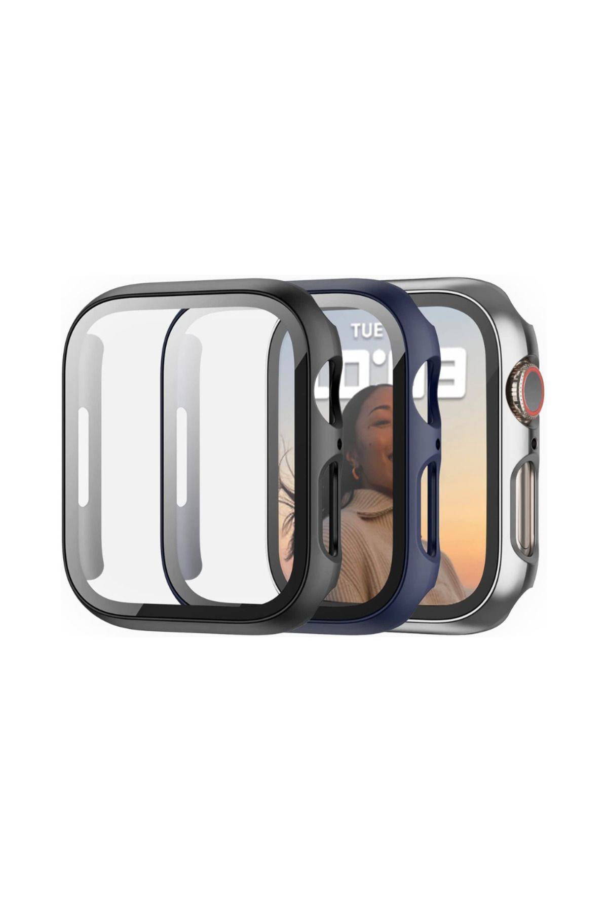 Spon-Ultra Clear Full Coverage Apple Watch Protection with 45mm Tough Screen Protector 1
