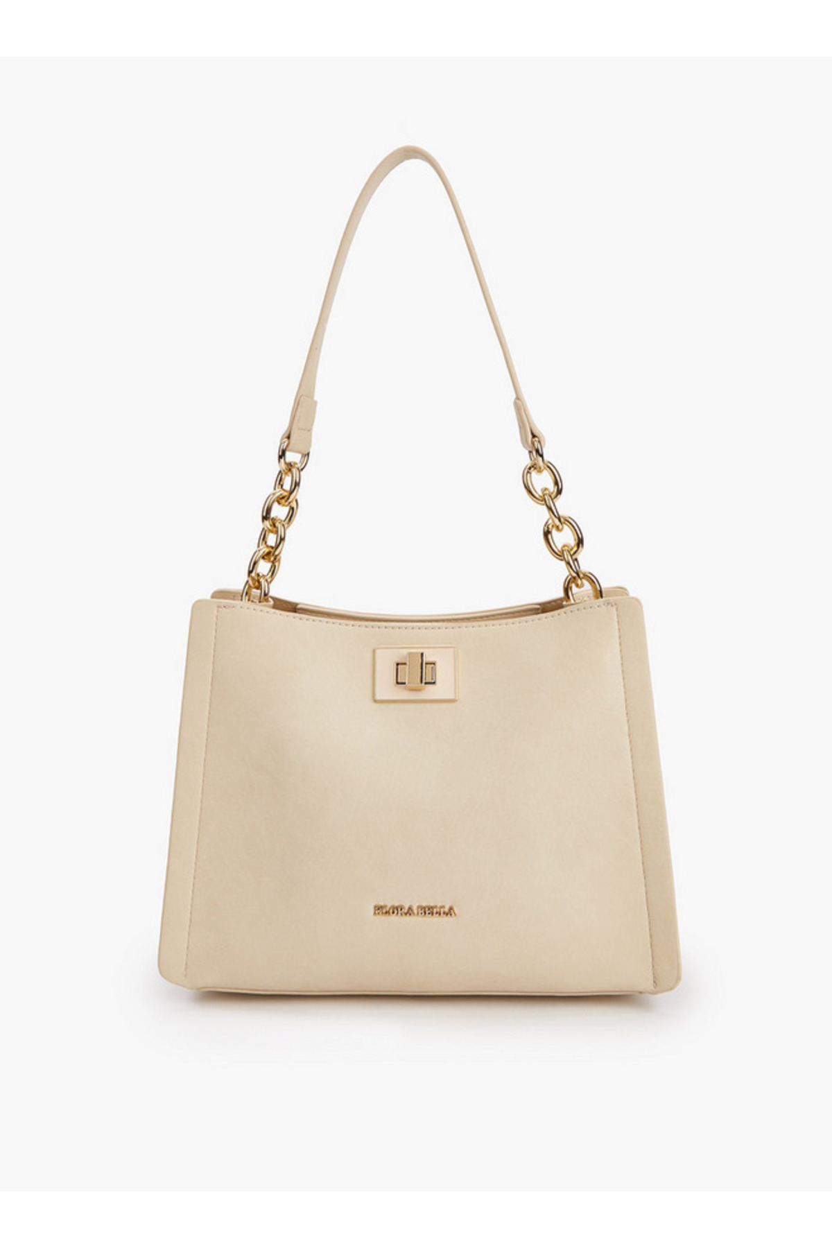 Flora Bella by Shoexpress-Solid Tote Bag with Chain Accented Handle and Zip Closure - W 25.5 x H 20 x D 10.5 cm 1