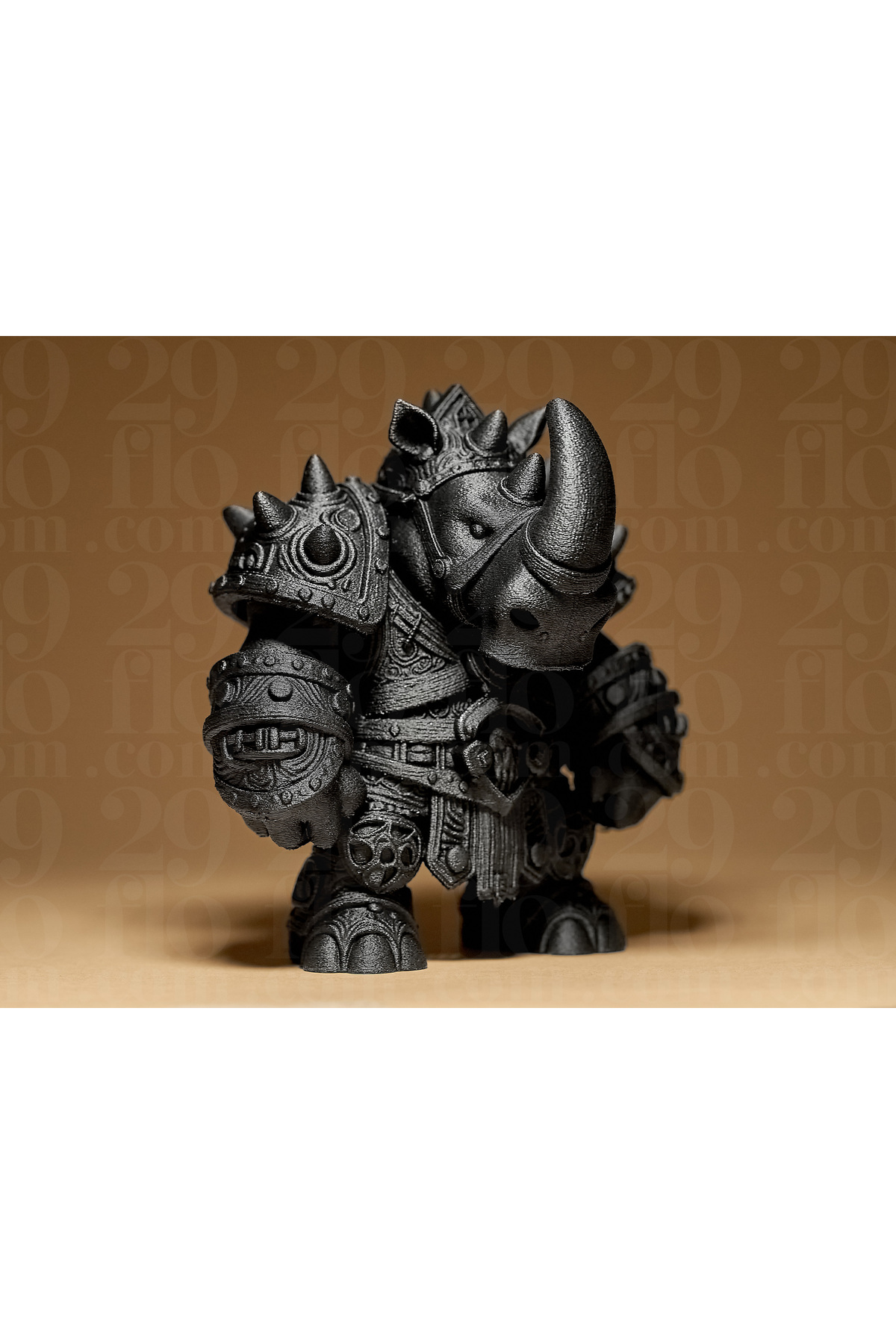 12 cm Boyutunda 3D Baskı Gergedan Savaşçı Figürü - Masaüstü Dekor