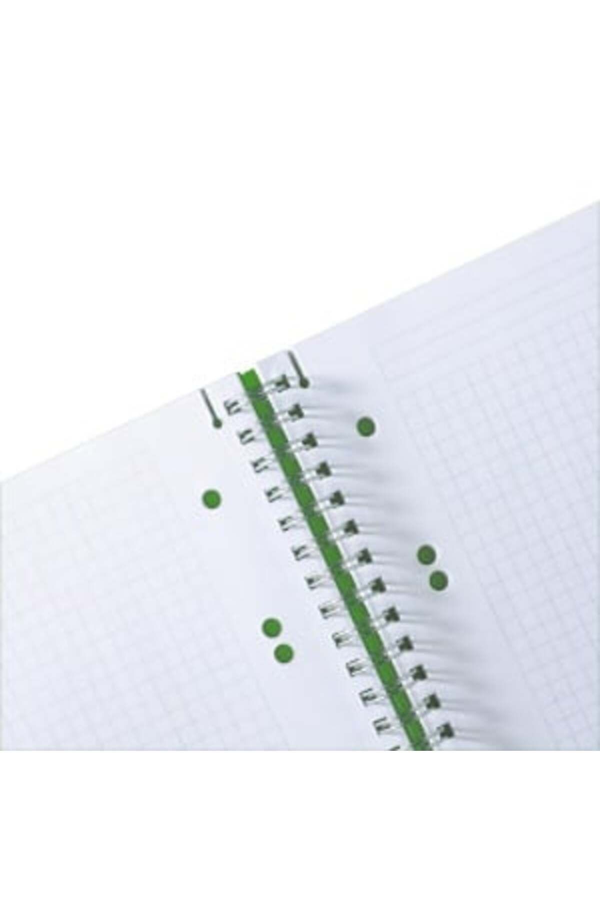 Herlitz-Caiet spiralat EOTG A5, culoare verde, material PP, 80 de coli, format grilă, bandă elastică 3