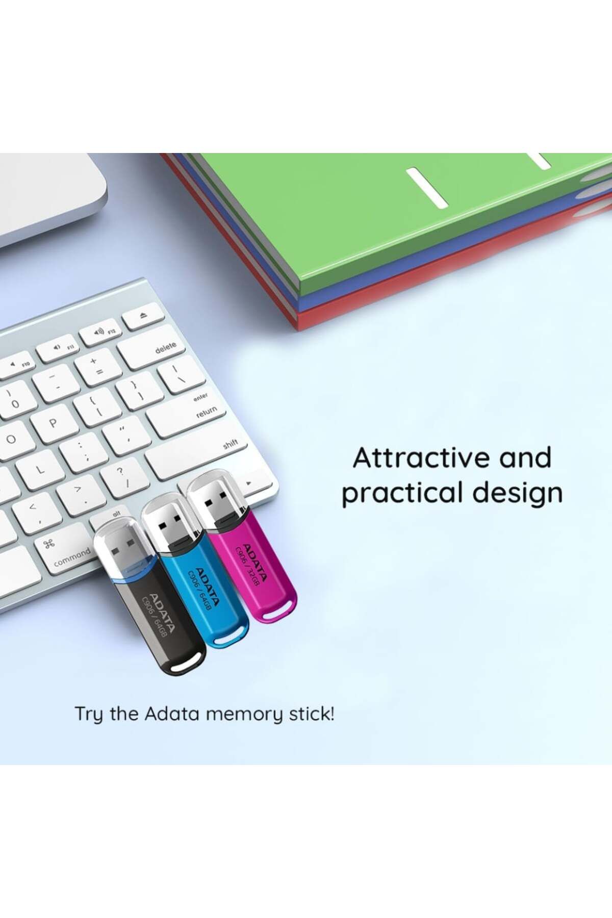 Adata-Stick USB AC906 64G, USB 2.0, Compact și Fiabil, Albastru 3