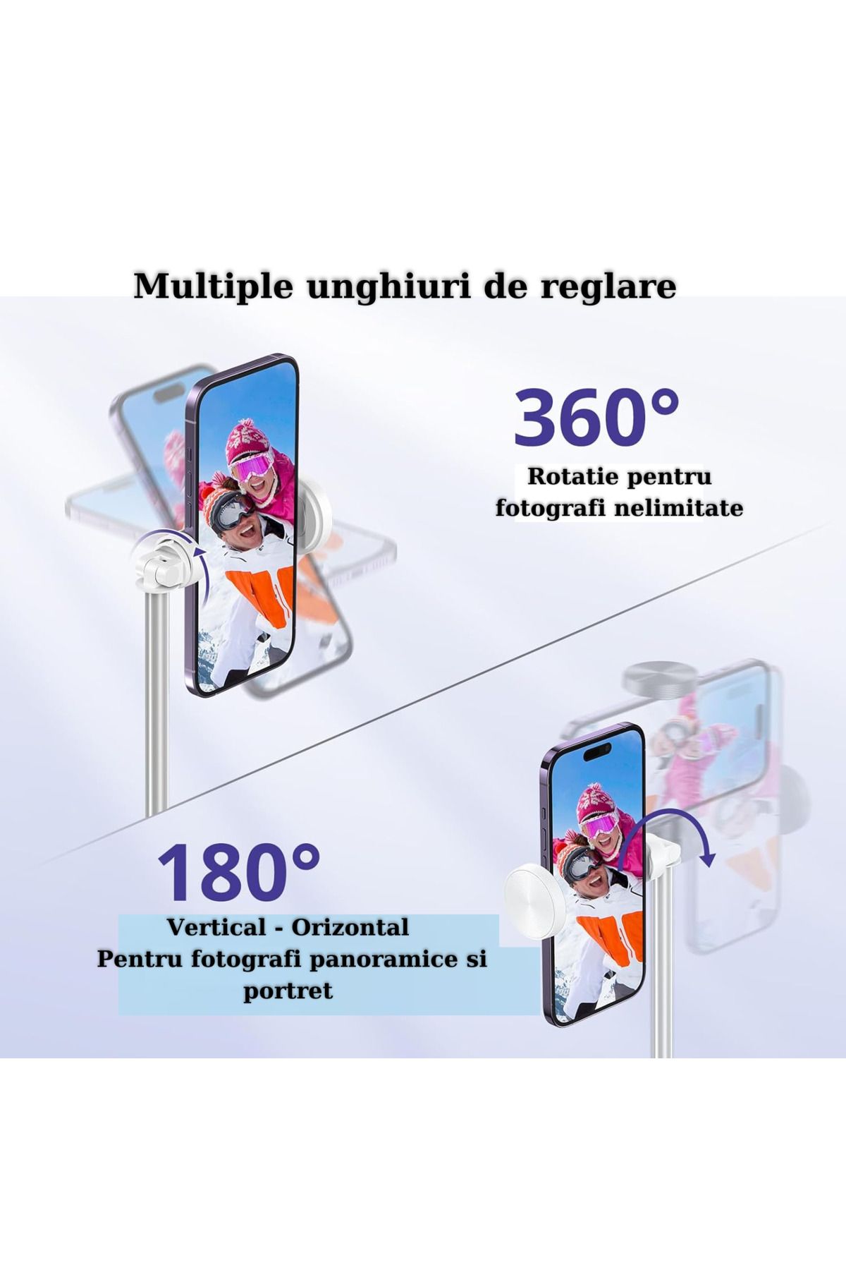 RaSteff-Selfie Stick Multifunctional RaSteff™, 30cm-150cm, Trepied, Bluetooth, Compatibil iOS/Android, Alb 4
