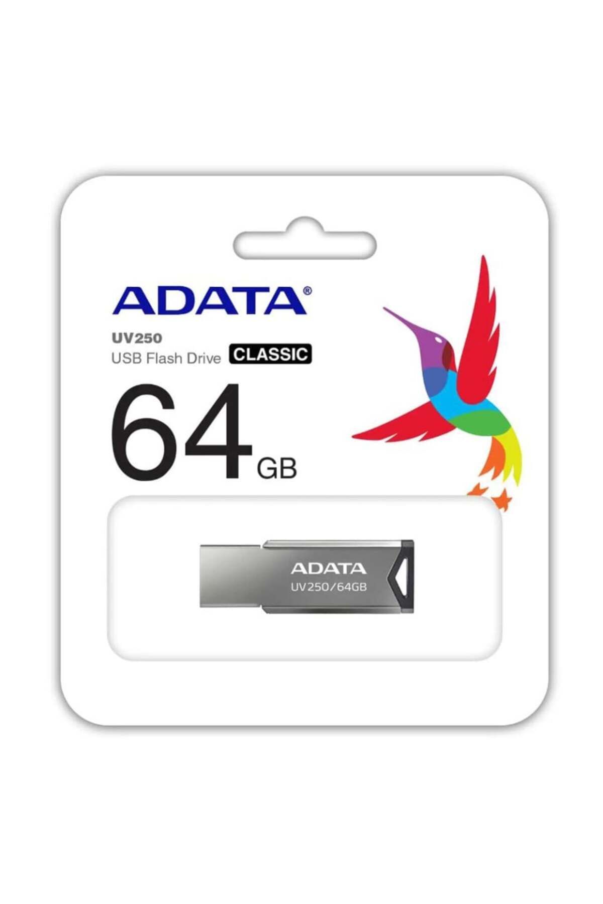 Adata-UV250 USB Stick, 64G, USB 2.0, Metallic Design, Grey 7