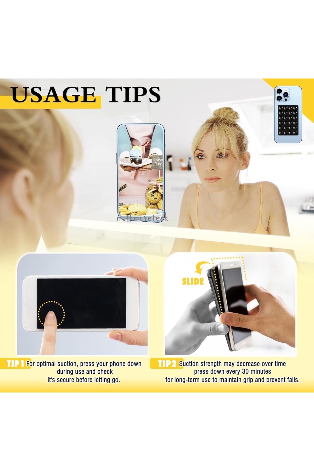 m.tk moveteck-High Quality Compatible with All Devices and Surfaces Vacuum Phone Holder Mirror Wall Sticking to Glass 6