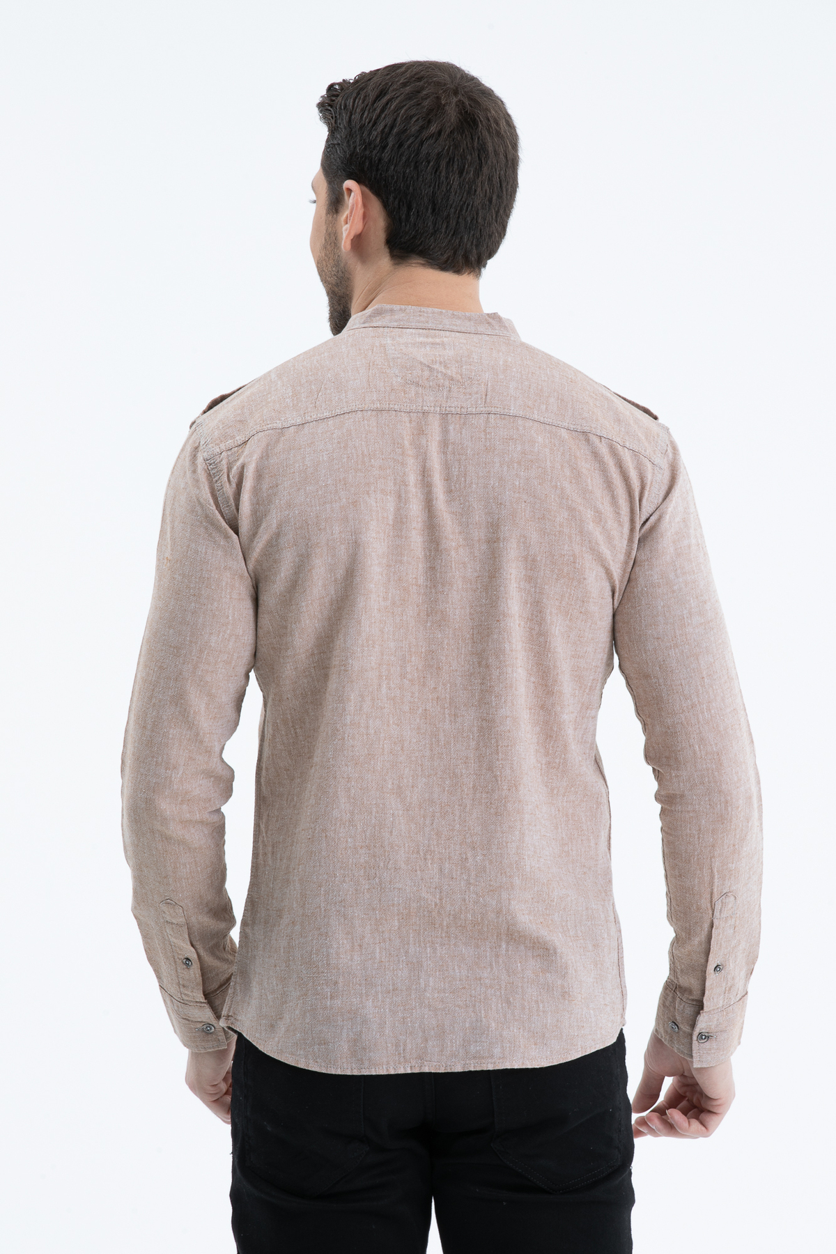 Klothy  Erkek Hakim Yaka Keten Gömlek 2514 - Görsel 5