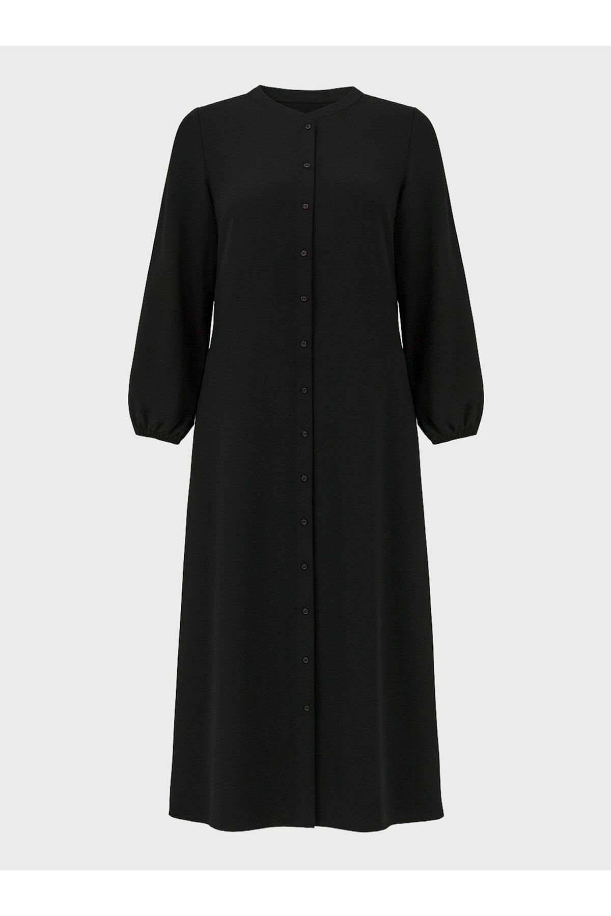 ALİA-Rochie Plus Size Button Thru cu talie elastică - Negru - Alia 4