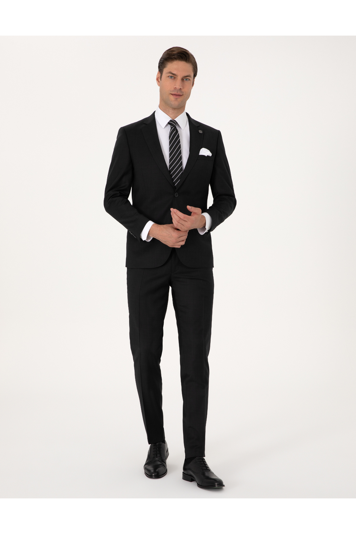 پیر کاردین سابق سیاه. Slim Fit Wool Blend Suit 50311524-VR046