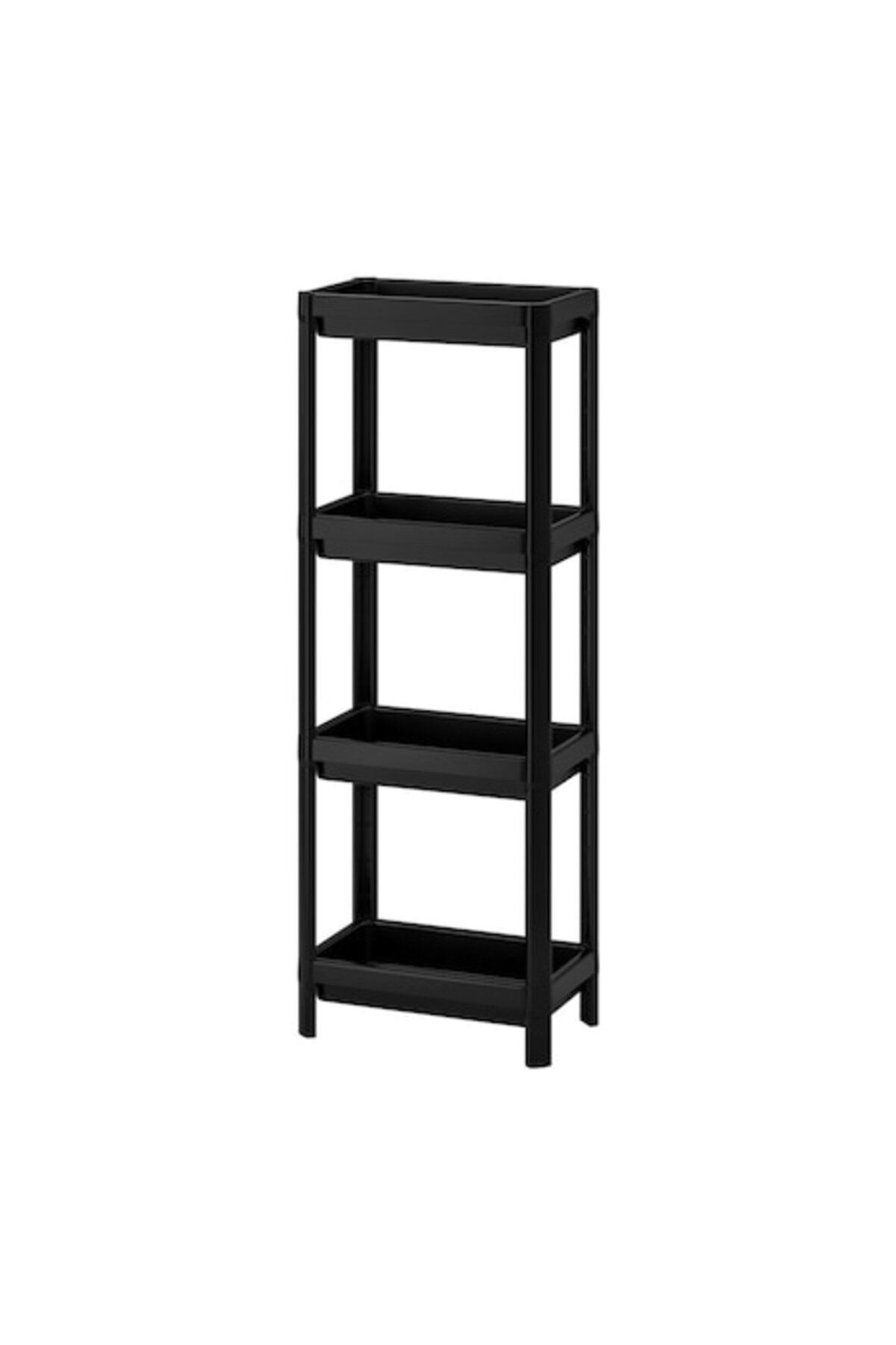 Asos Home Etajera Depozitare Baie - Bucatarie Cu 4 Rafturi Din Plastic, Negru - One Size