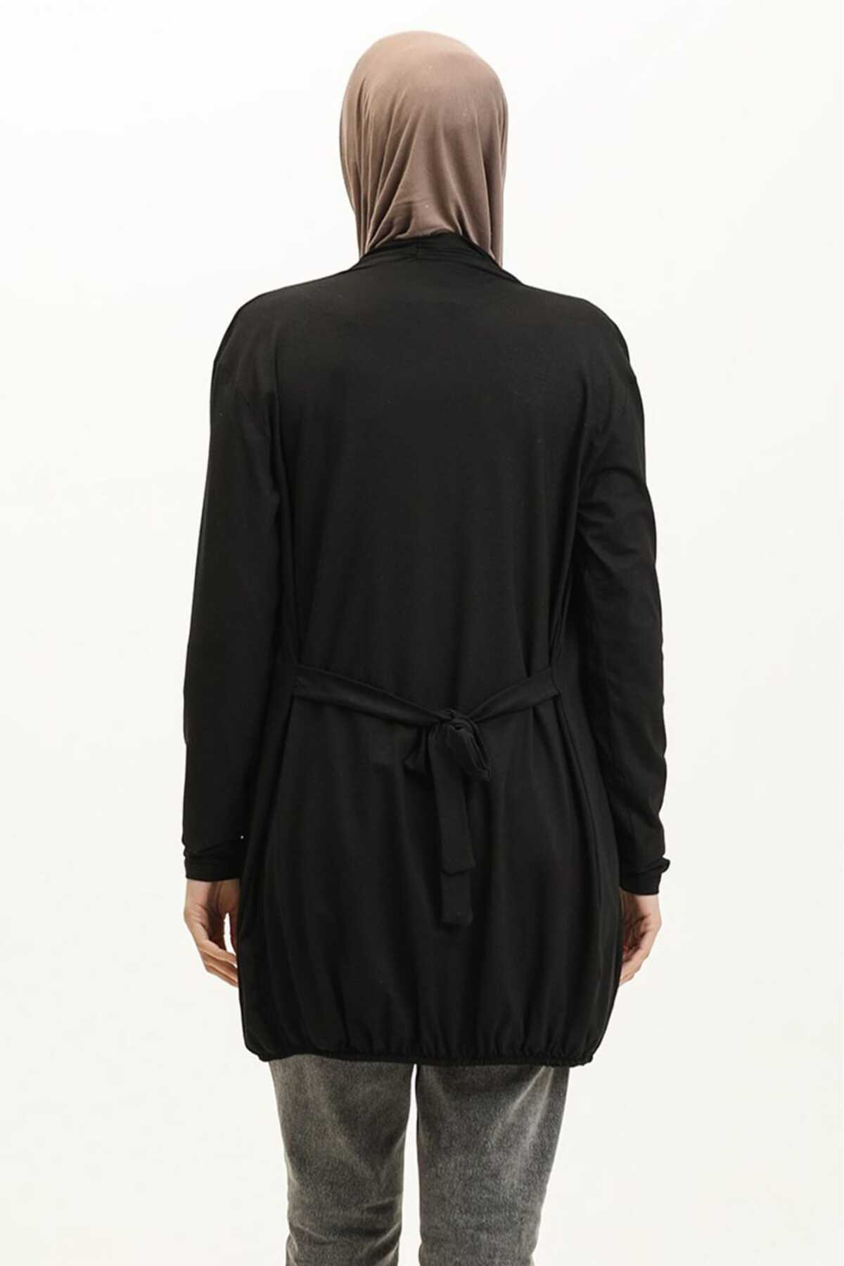 unika boutique  Kadın Kuşaklı Tesettür Hırka - Görsel 2