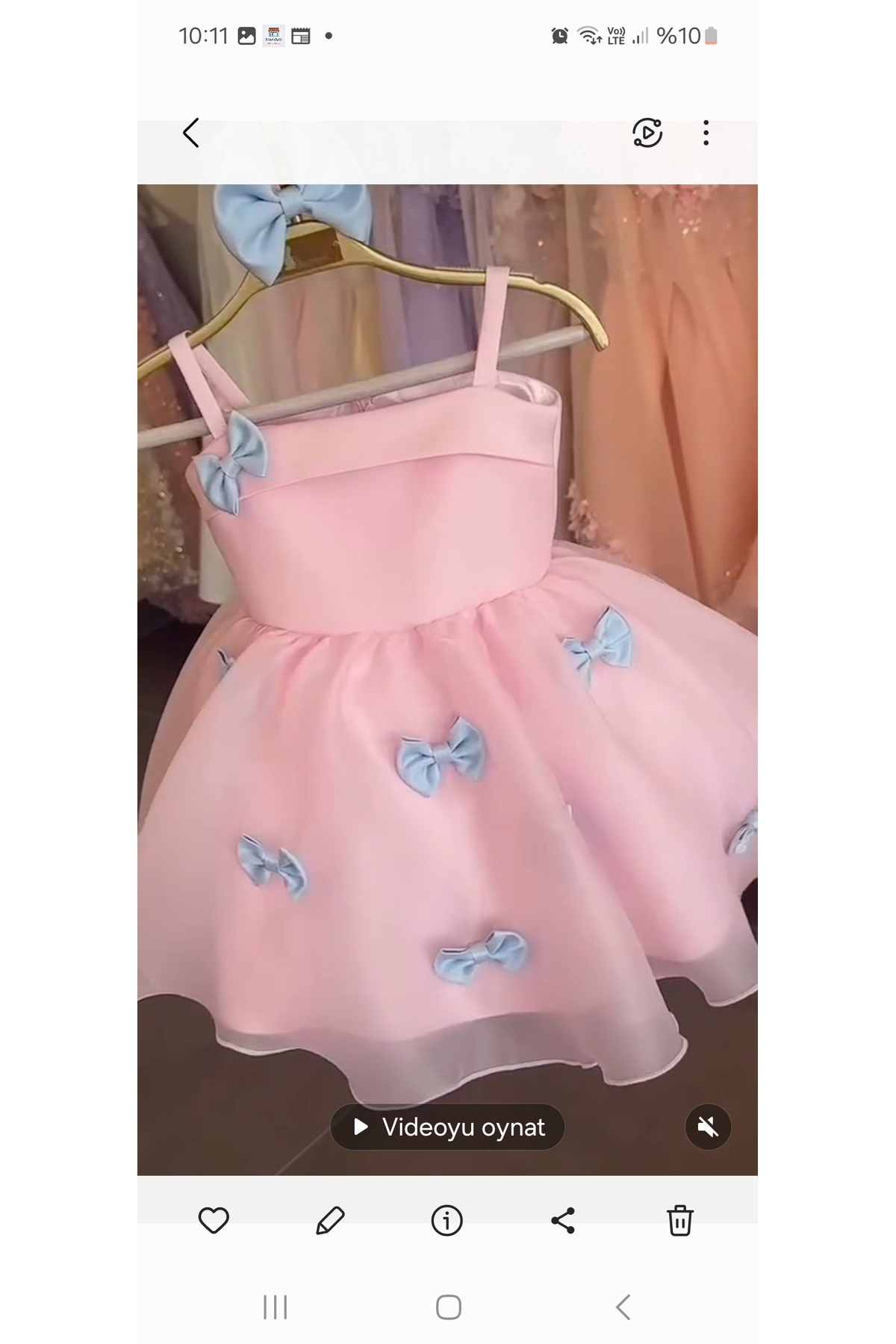 prenses tasarım atolyesi Pembe fiyonklu mini elbise