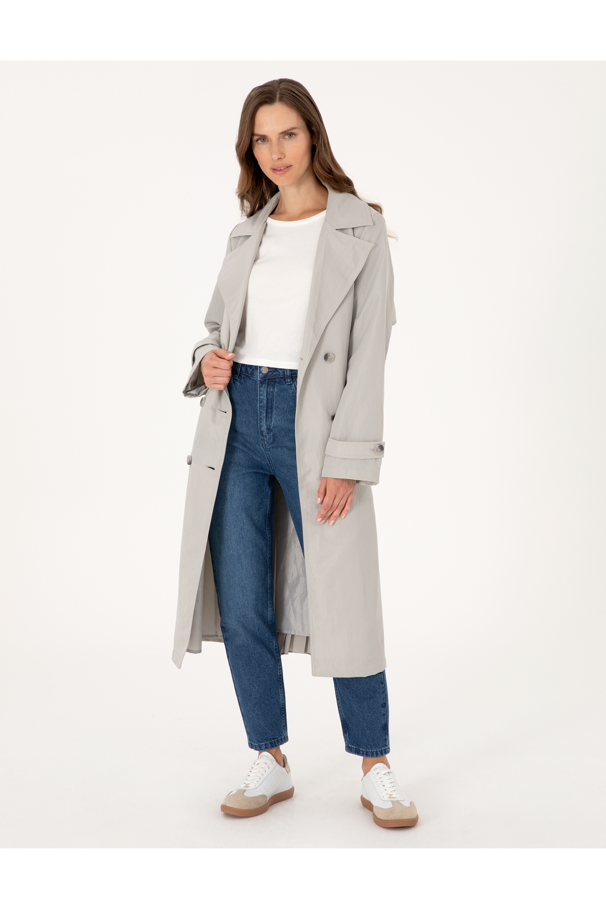 Pierre Cardin Gri Regular Fit Trençkot 50300847-VR024 görsel 4