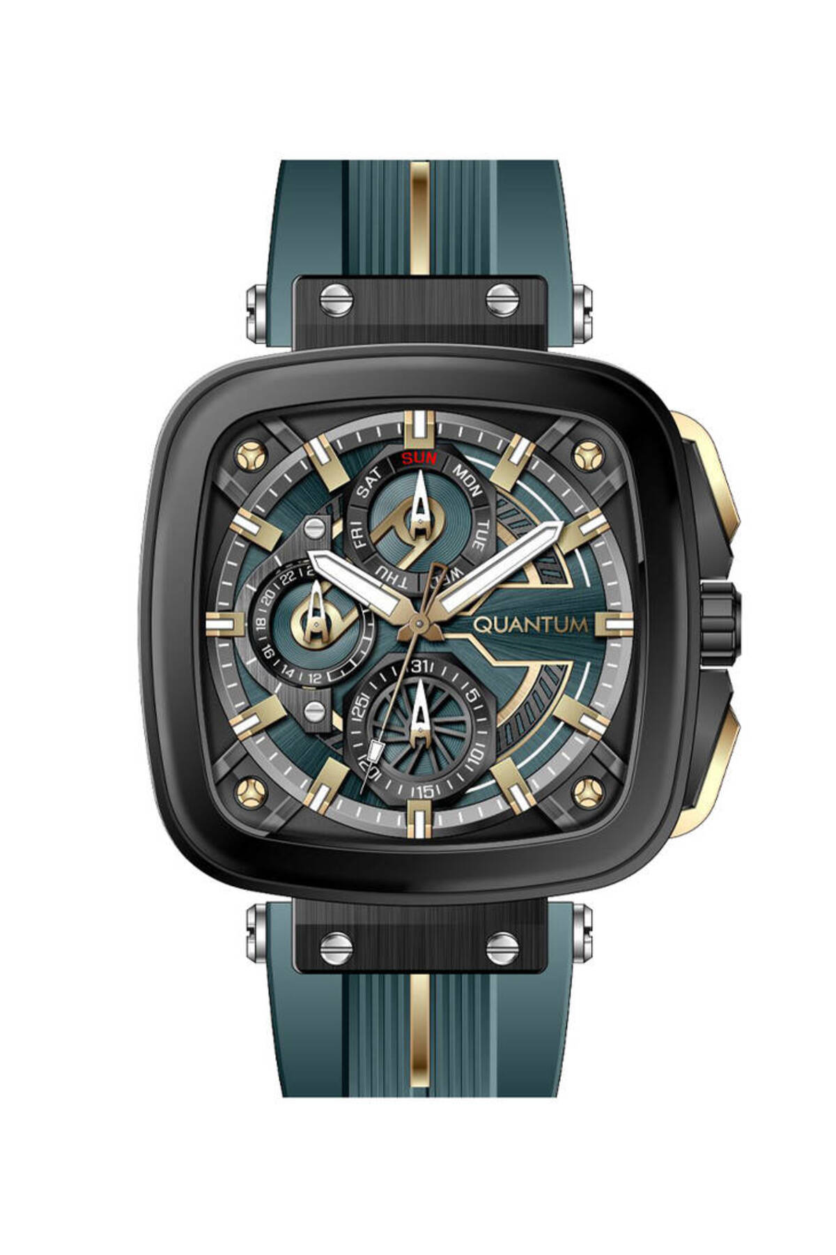 Quantum PWG1014.699 Quartz Silikon Yeşil 44 mm Erkek Kol Saati