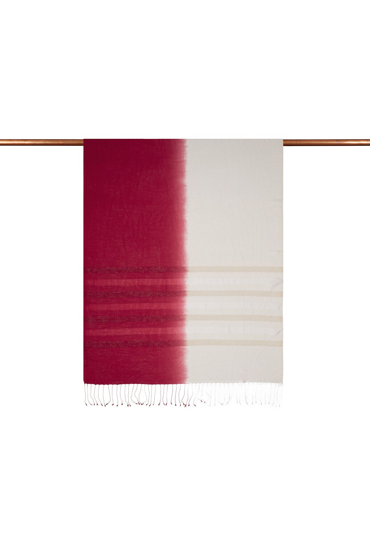 ipekevi-Red White Mono Shutter Gradient Silk Shawl 2