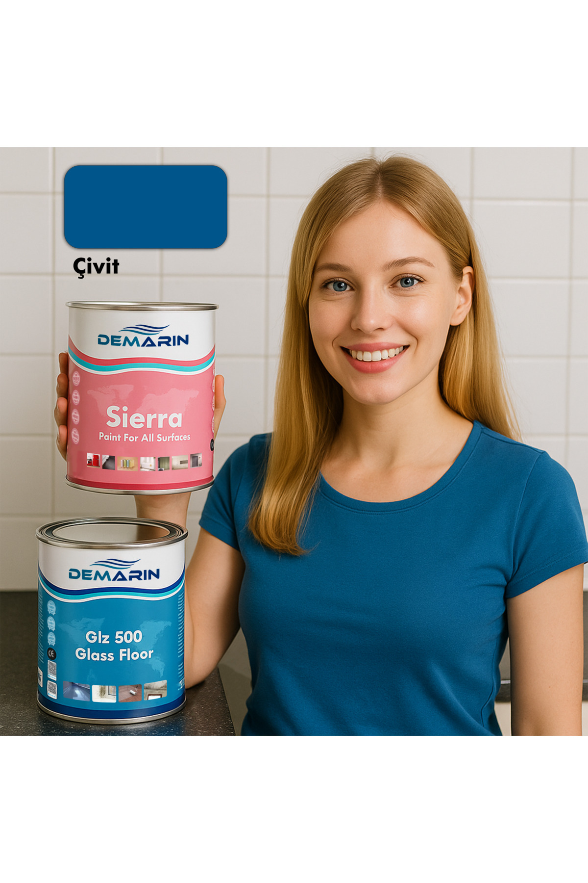 Demarin Her Şeyi Boyayabilen Sierra Tek Bileşen Fayans, Tezgah, Seramik, Mobilya, Zemin Boyası 1 Kg