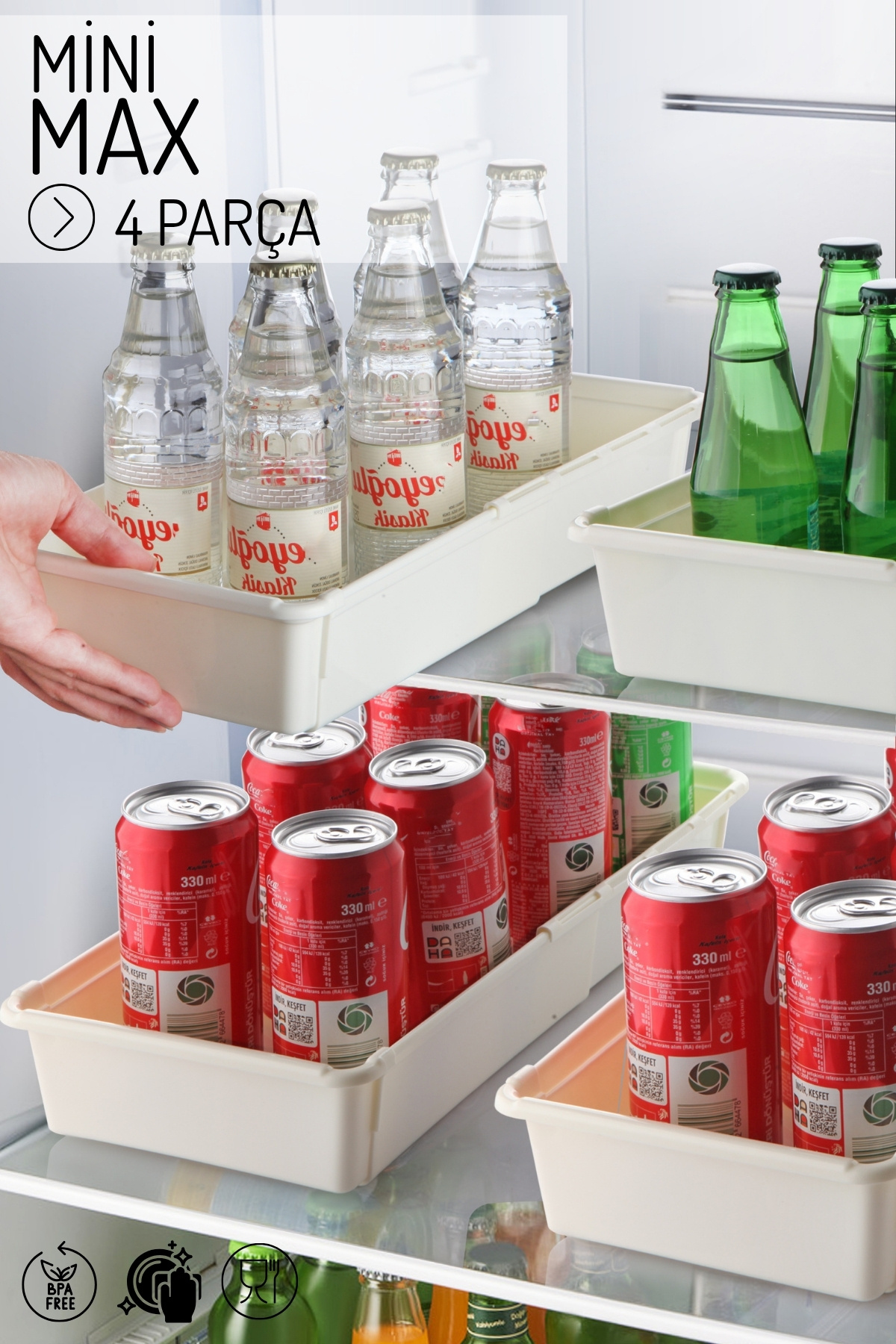 Nandy Home Minimax 4 Parça Ayarlanabilir Kayar Kızaklı Buzdolabı Düzenleyici Organizer