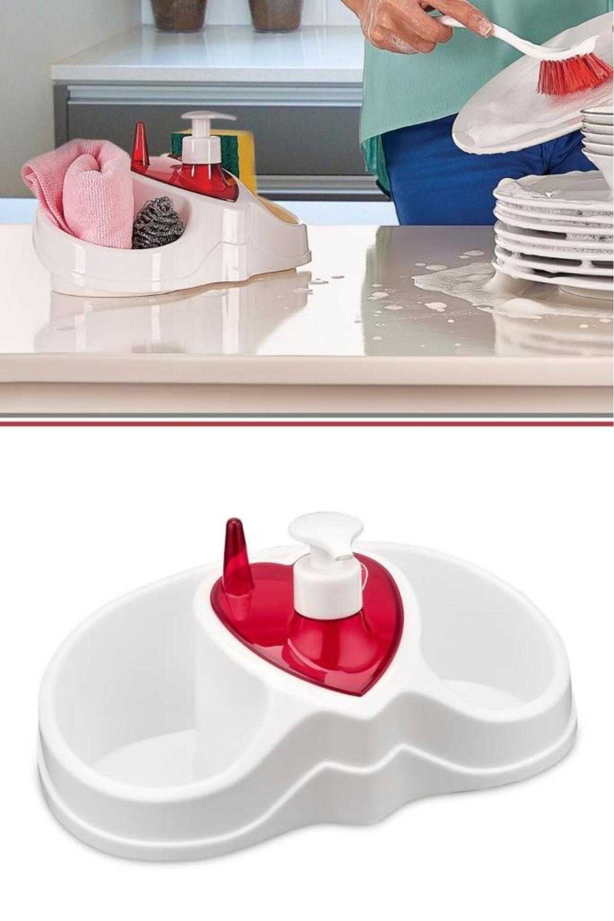 FLOR FURORA ×3 Flora 3 Bölmeli Bulaşık Seti, Sünger Fırça Deterjan Bölmeli Sıvı