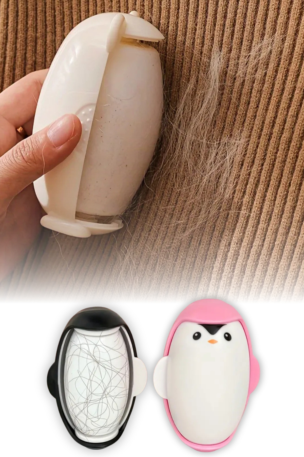 omilife Penguen Tasarımlı Tüy Toplayıcı Pratik Temizleyici Evcil Hayvan Tüyü Temizleme Aparatı