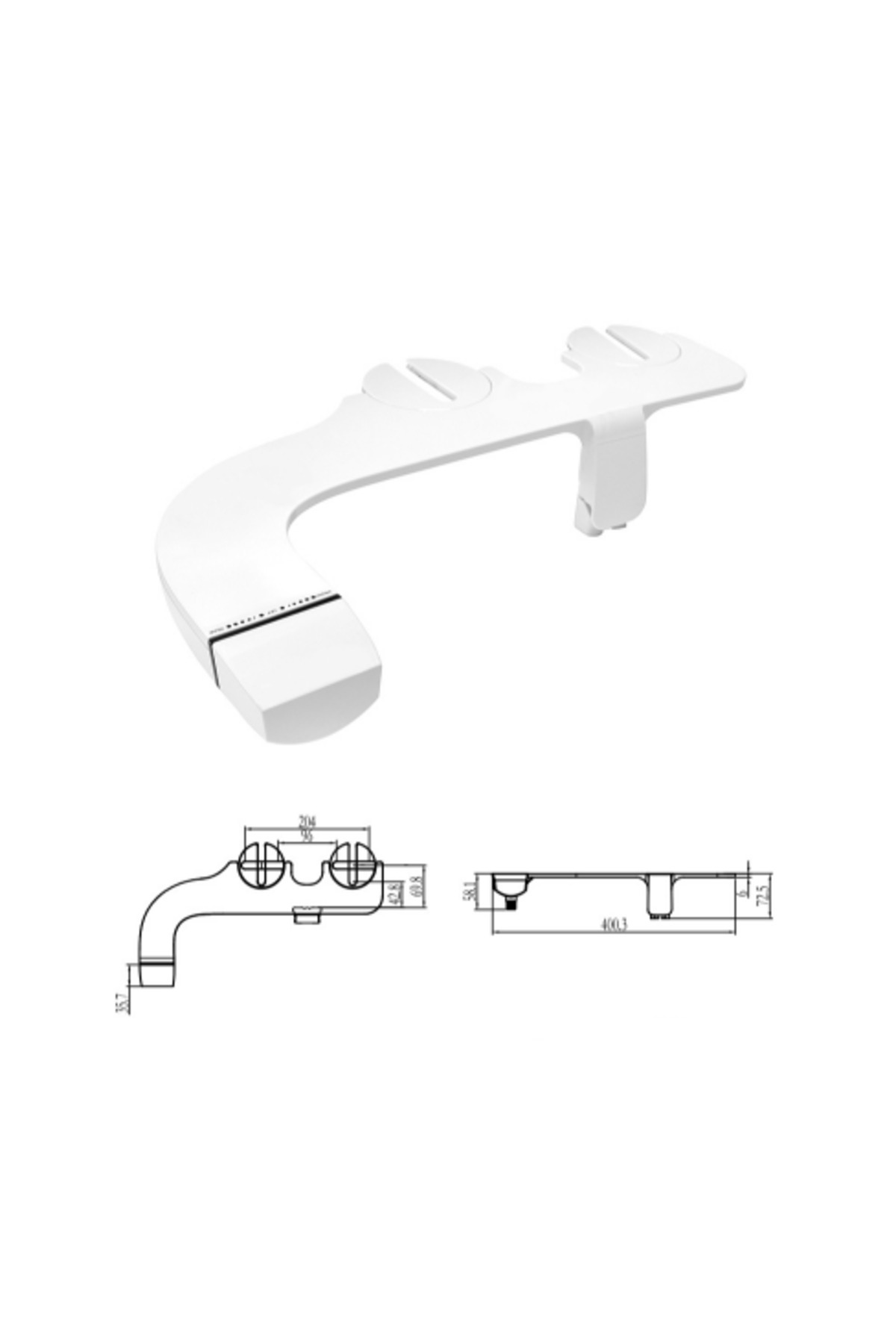 Adsinio-Toilet bidet, Adsinio, non-electric, hot or cold water, adjustable pressure, white 6