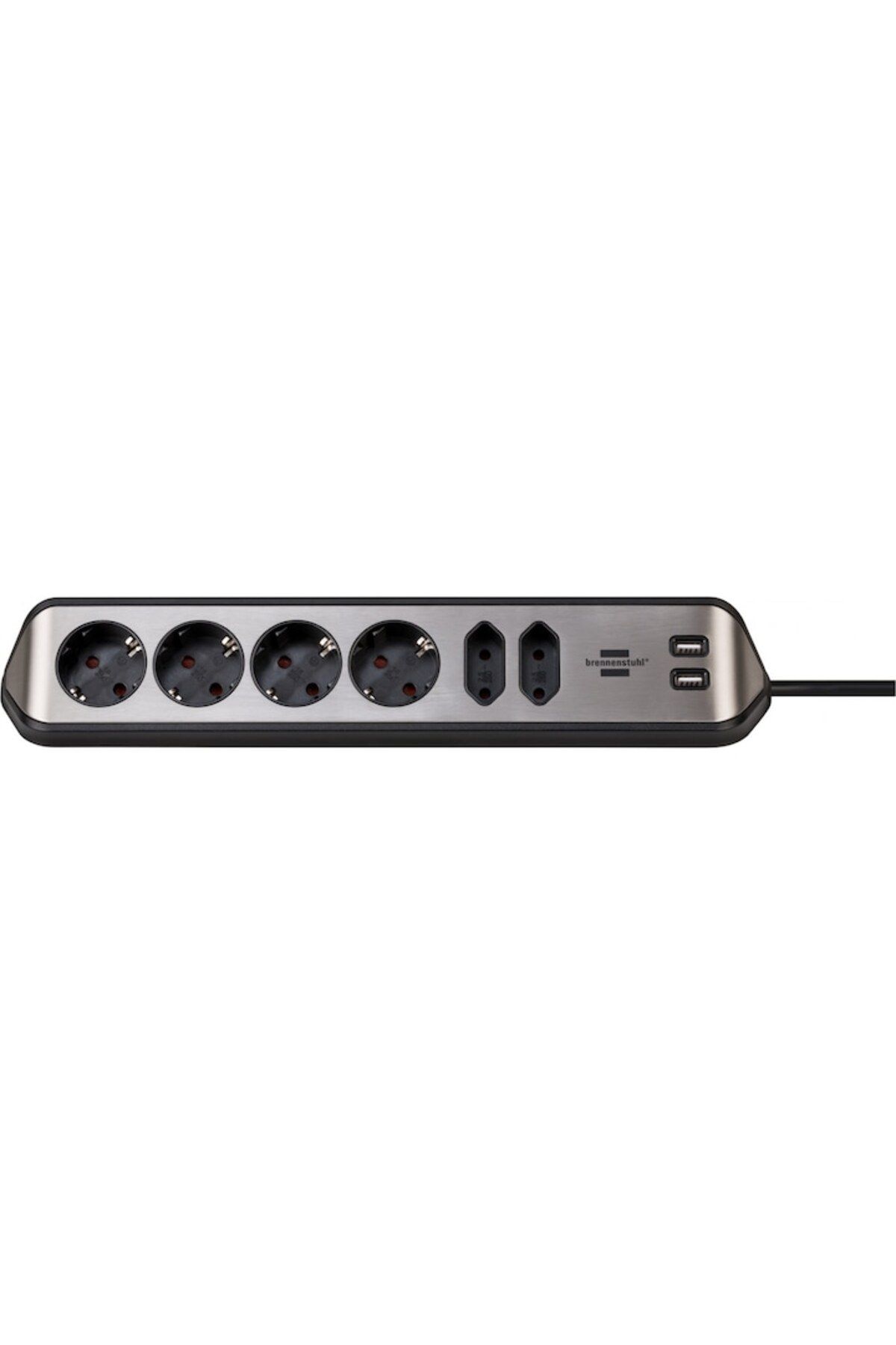 Brennenstuhl-Prelungitor pentru perete/colt Estilo, 6 prize, 2xUSB, 3.1 A, cablu H05VV-F 3G1.5, 2m, 2