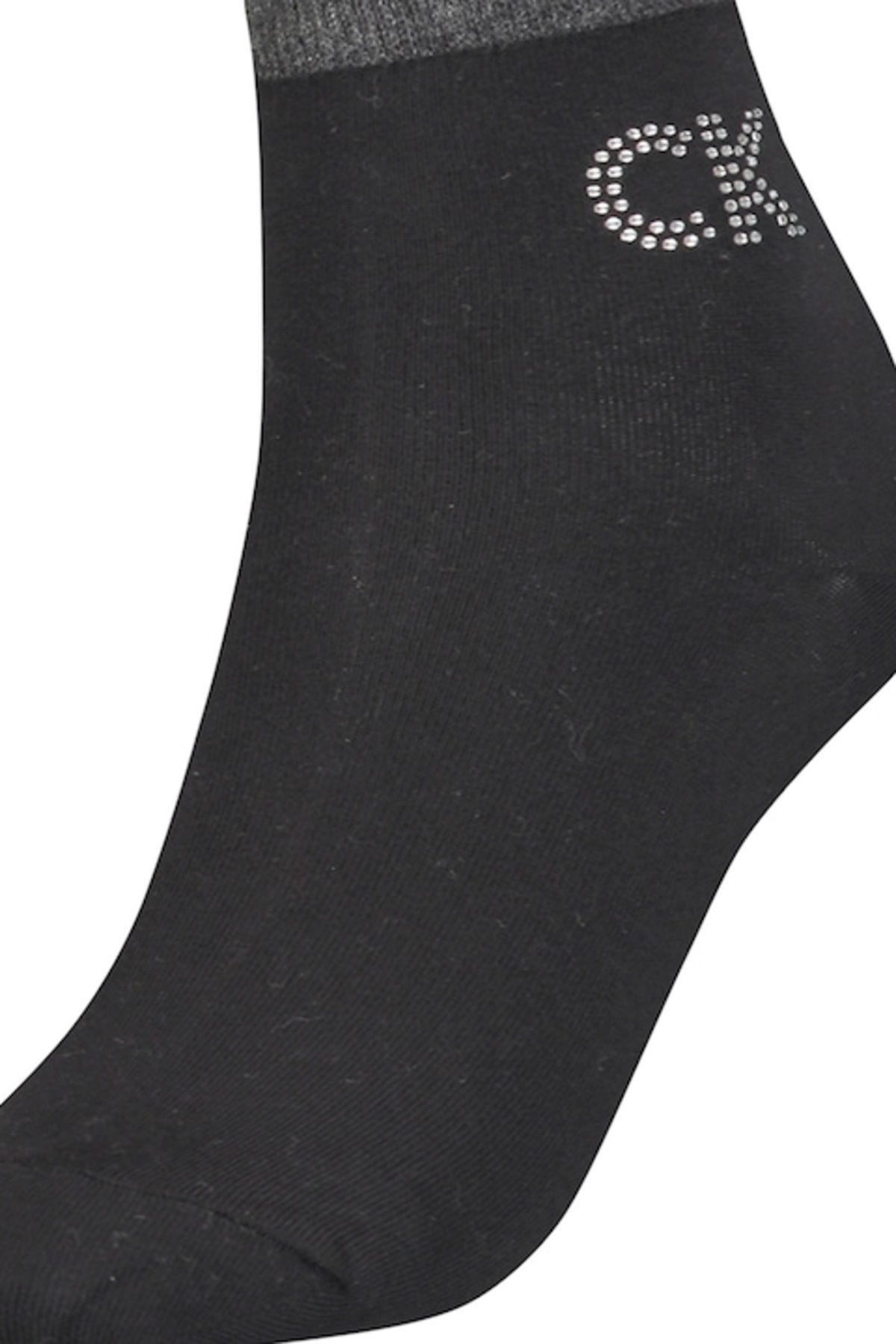 Calvin Klein-, Short Socks with Rhinestone Applications - 1 Pair, Black, One Size 3